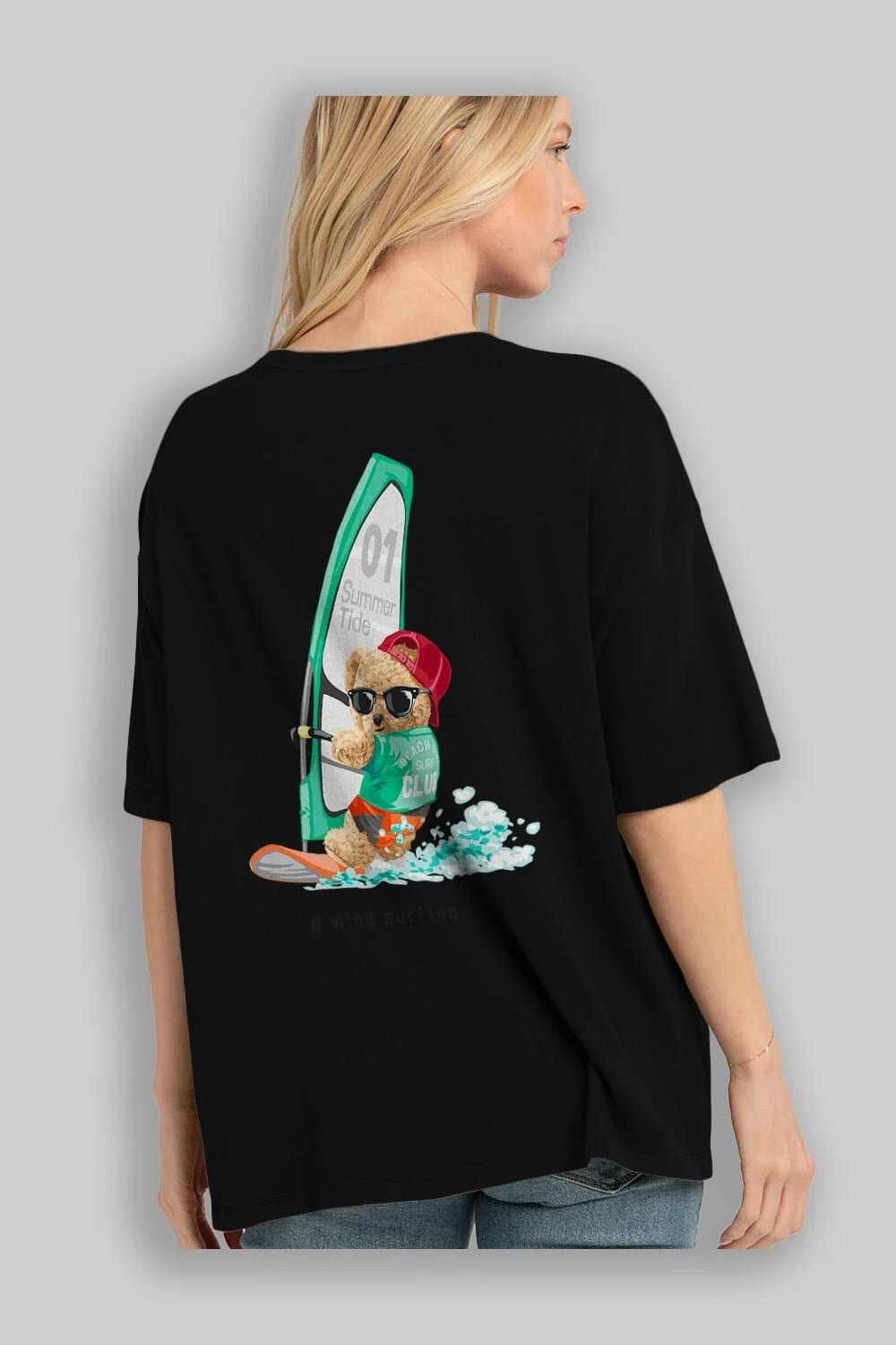 Teddy Bear Summer Tide Arka Baskılı Oversize t-shirt Erkek Kadın Unisex %100 Pamuk