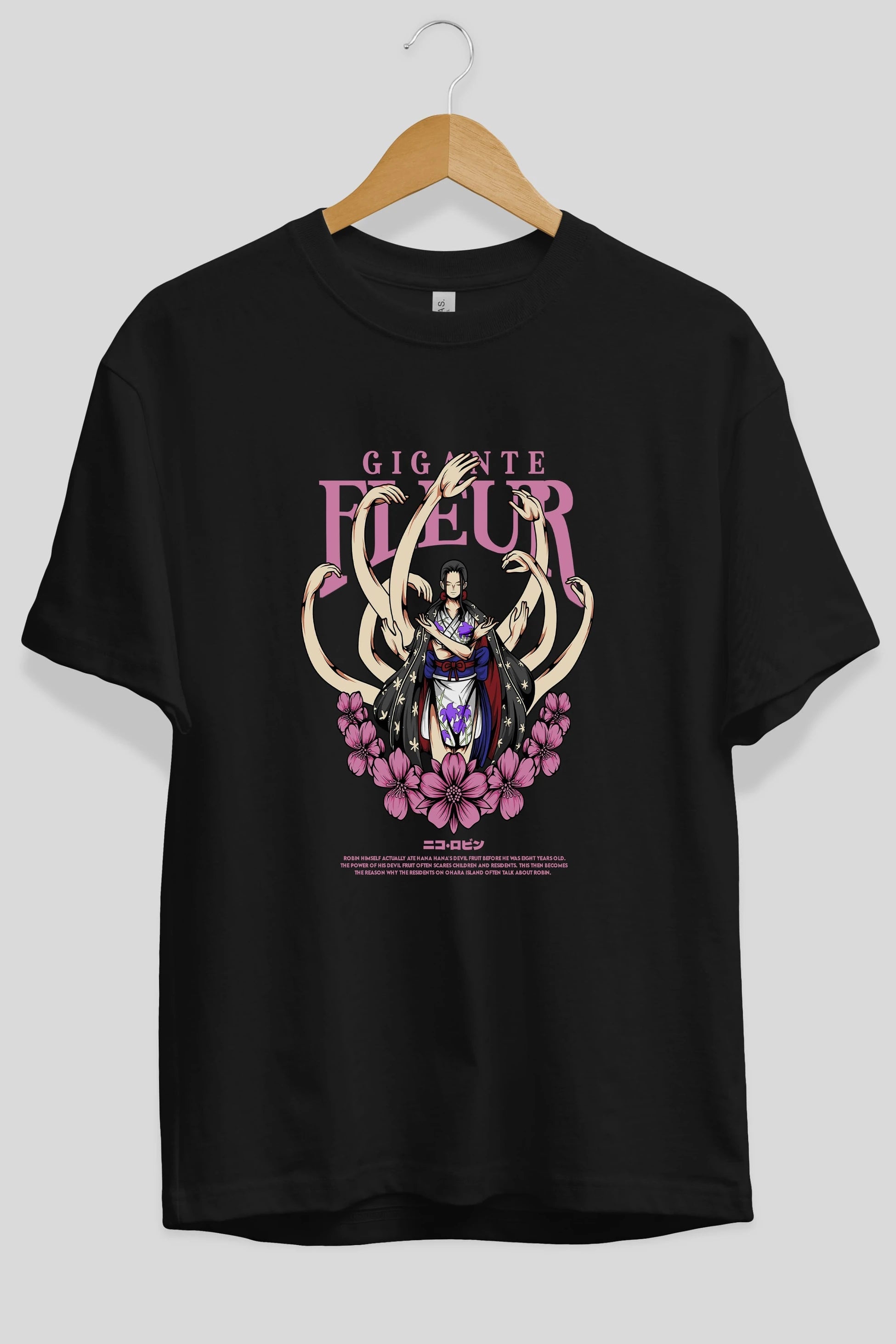 Gigante Fleur Anime Ön Baskılı Oversize t-shirt %100 pamuk Erkek Kadın Unisex