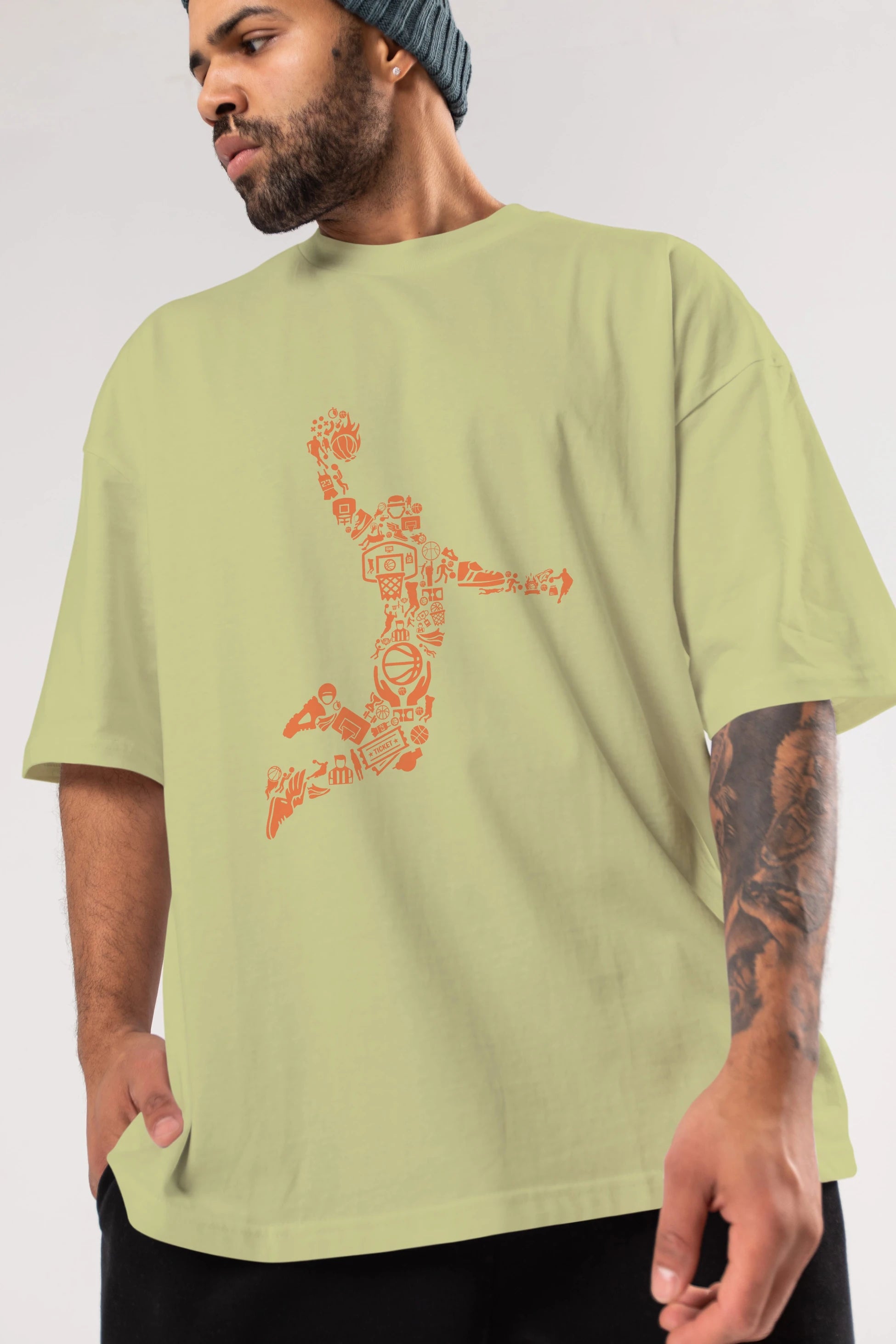 Basketball Player Ön Baskılı Oversize t-shirt %100 pamuk Erkek Kadın Unisex