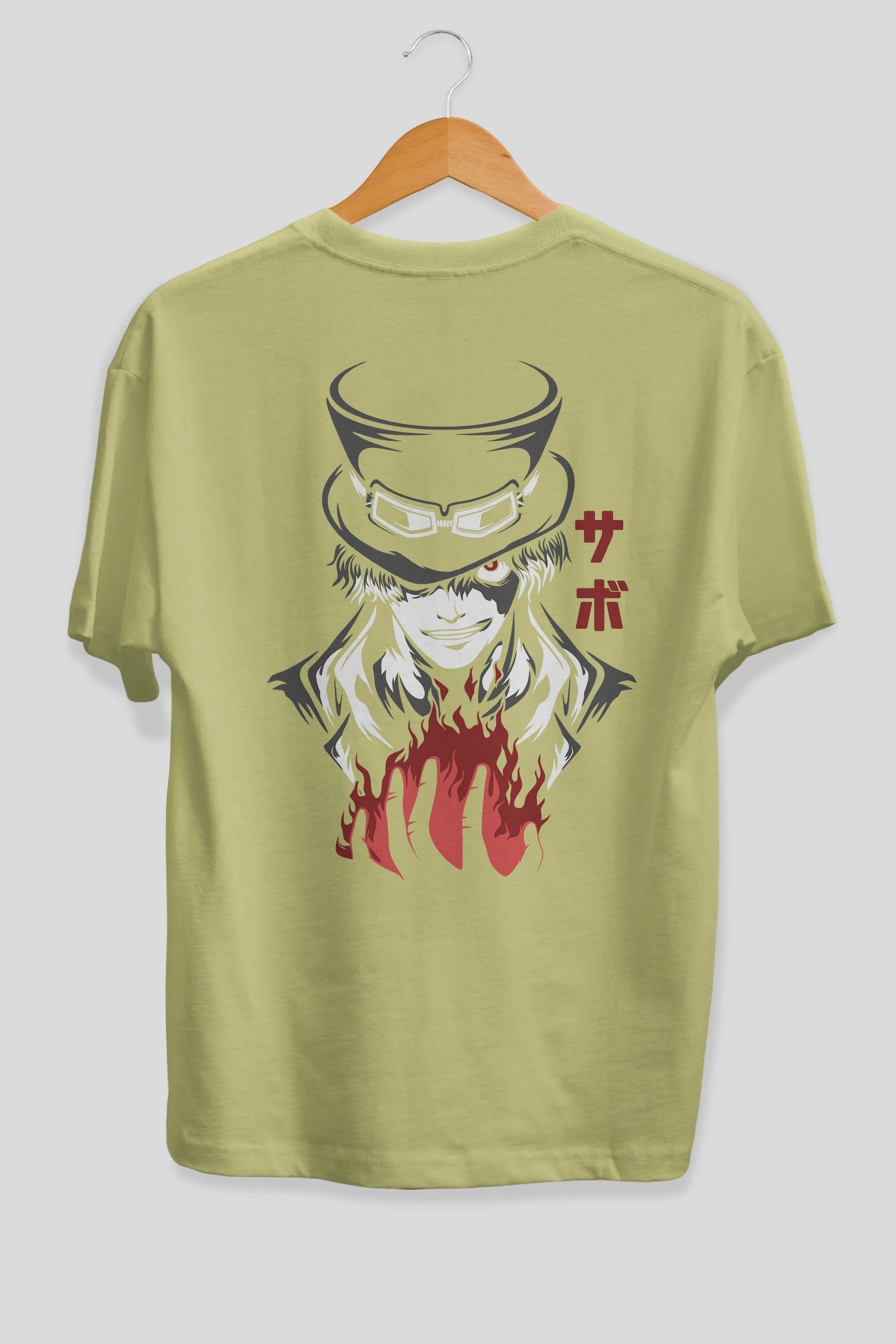 SaboOnePiece Anime Arka Baskılı Oversize t-shirt Erkek Kadın Unisex