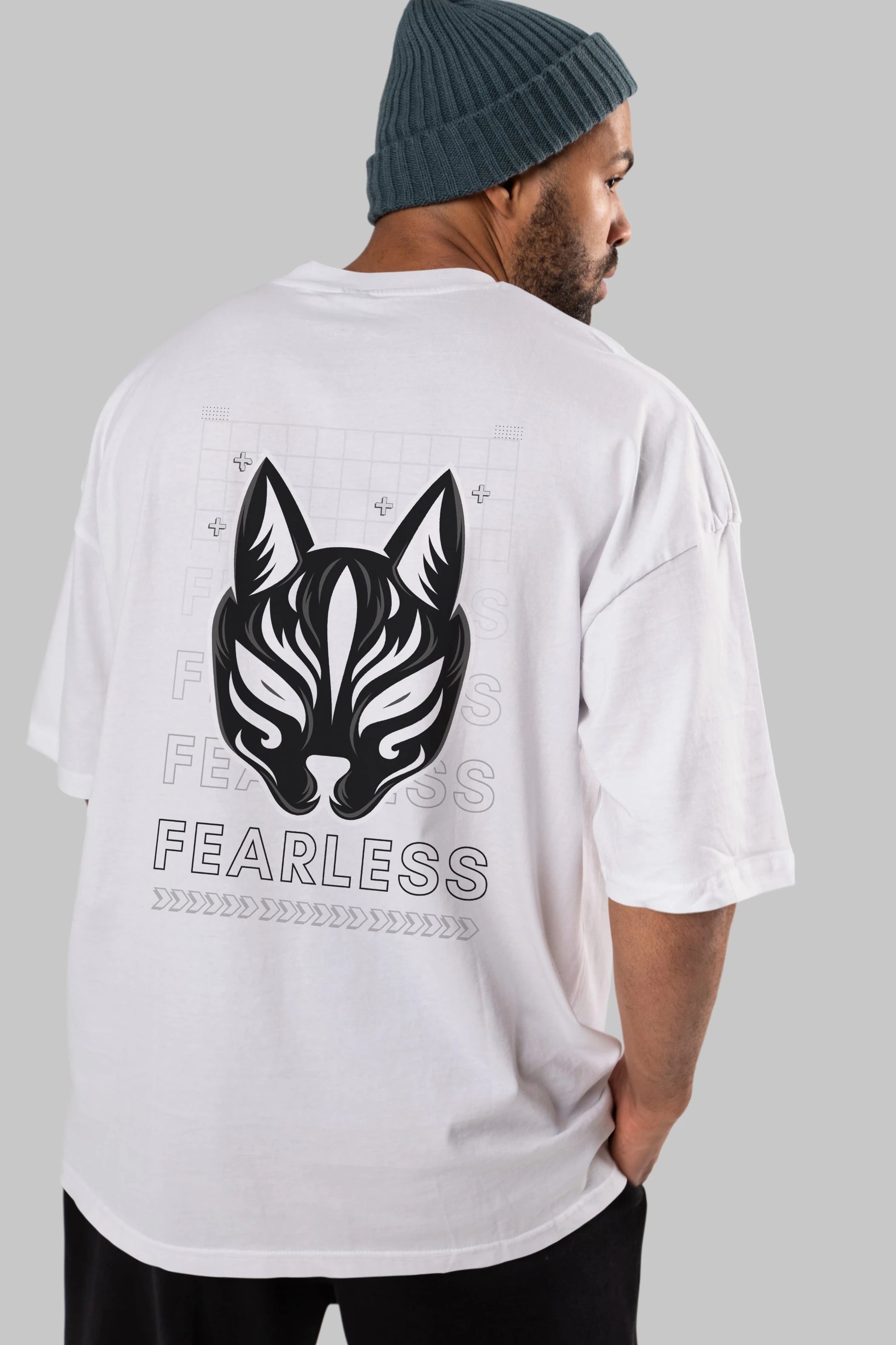 Fearless Yazılı Arka Baskılı Oversize t-shirt Erkek Kadın Unisex