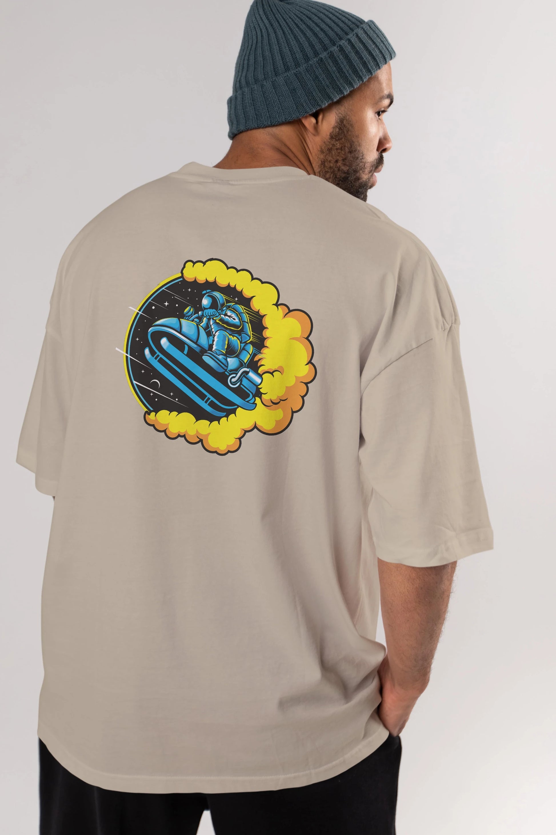 Astrojump with Snowmobile Arka Baskılı Oversize t-shirt Erkek Kadın Unisex