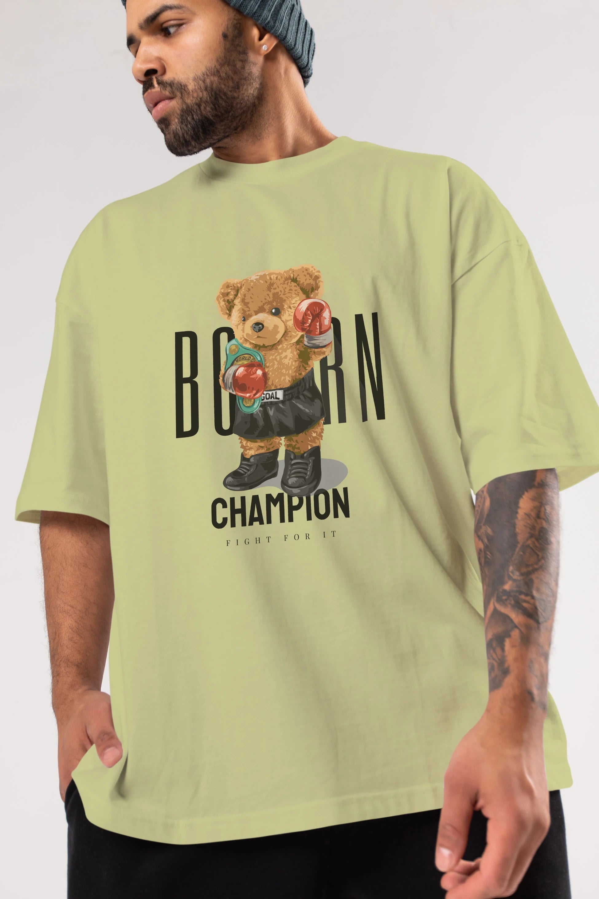 Teddy Bear Champion Ön Baskılı Oversize t-shirt Erkek Kadın Unisex %100 Pamuk
