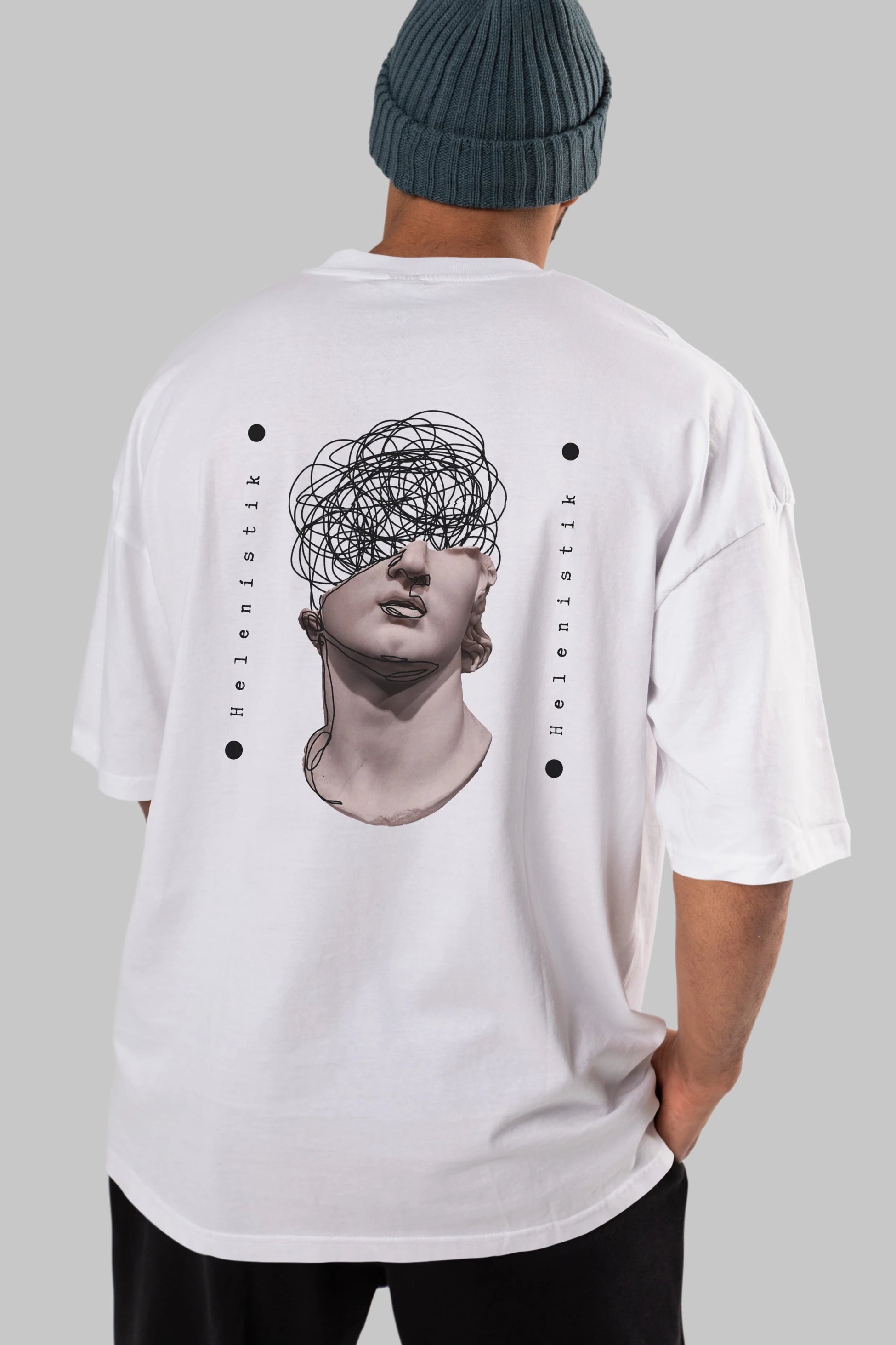 Heykel 2 Arka Baskılı Oversize t-shirt Erkek Kadın Unisex