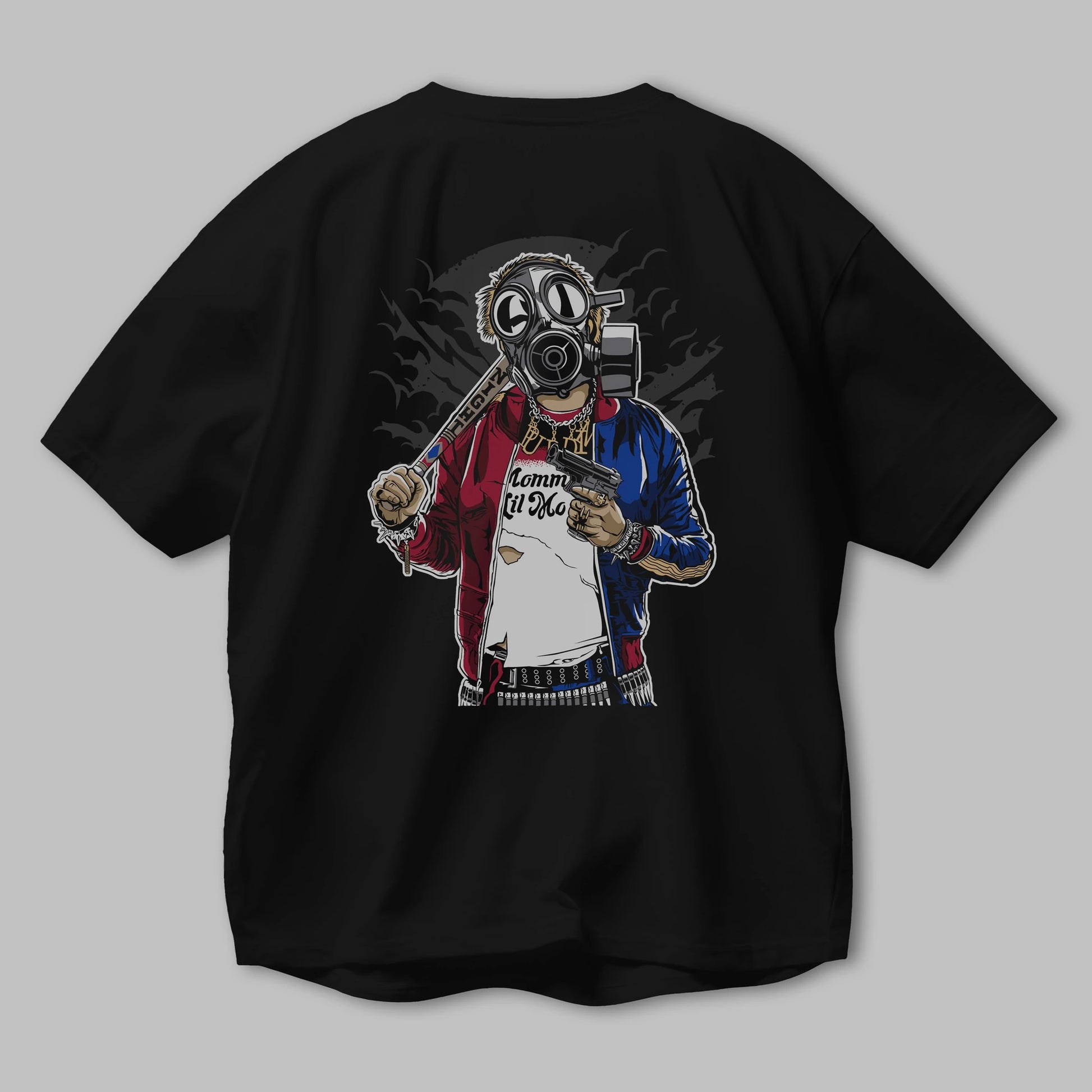 Suicide Gasmask Arka Baskılı Oversize t-shirt Erkek Kadın Unisex %100 Pamuk