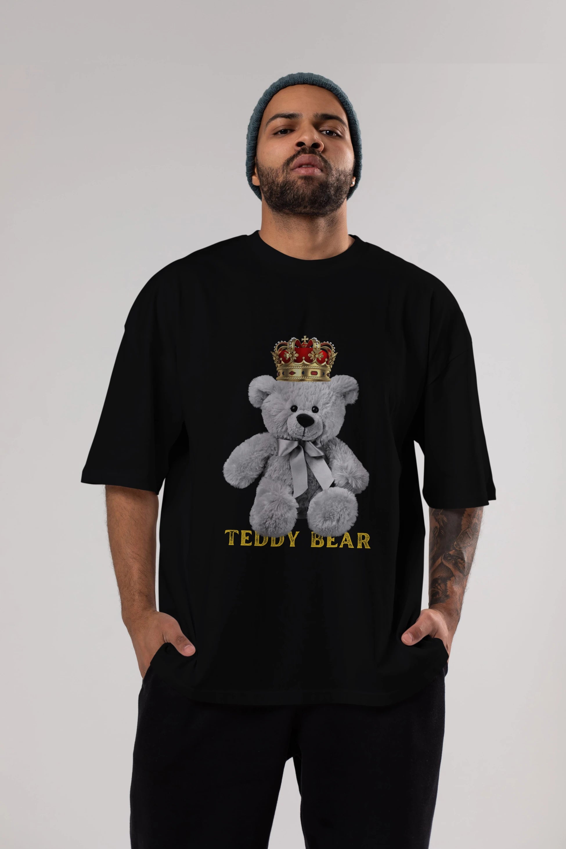Teddy Bear Ön Baskılı Oversize t-shirt Erkek Kadın Unisex