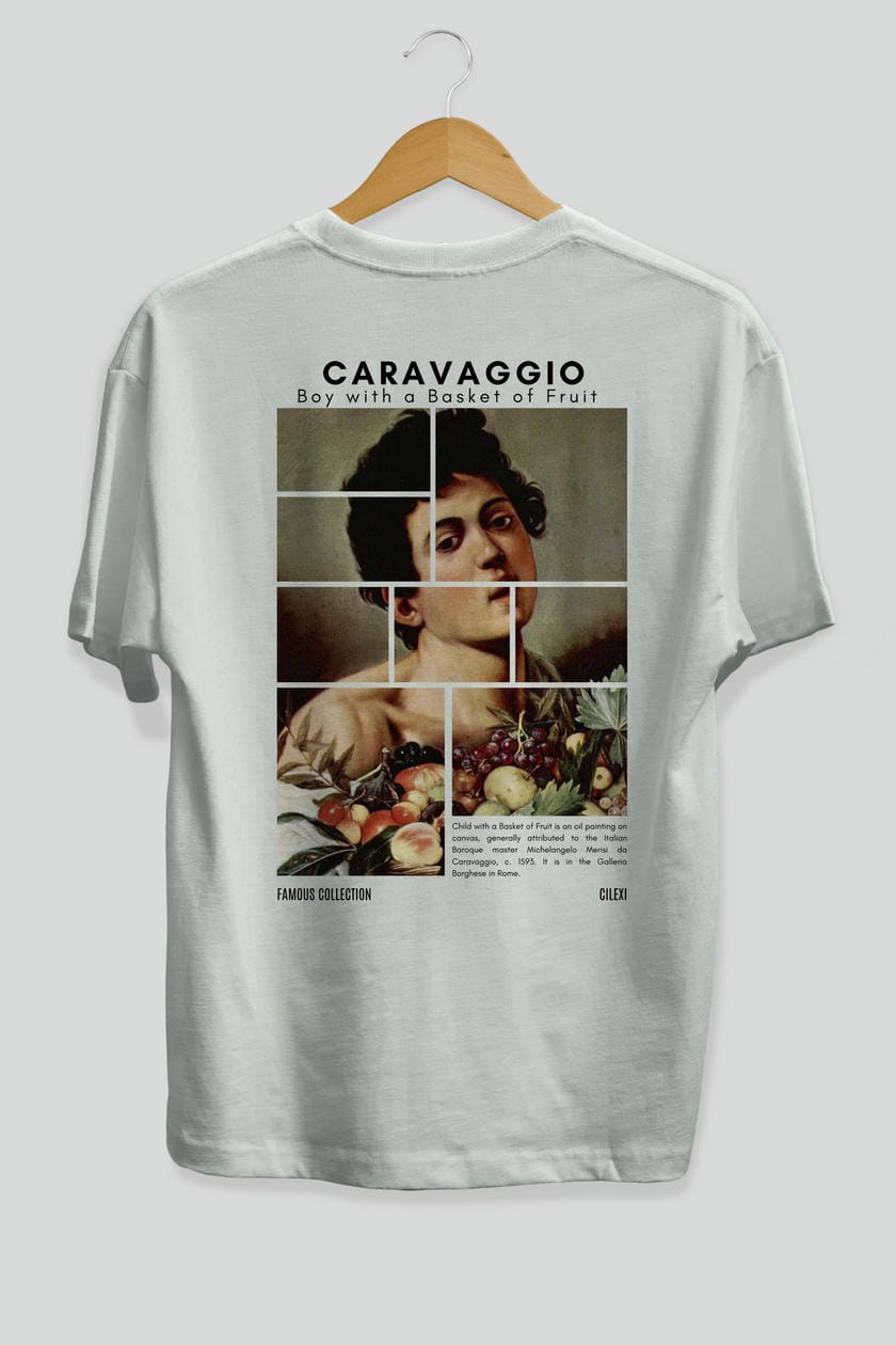 Caravaggio Boy Arka Baskılı Oversize t-shirt Erkek Kadın Bisiklet Yaka Pamuk tişort