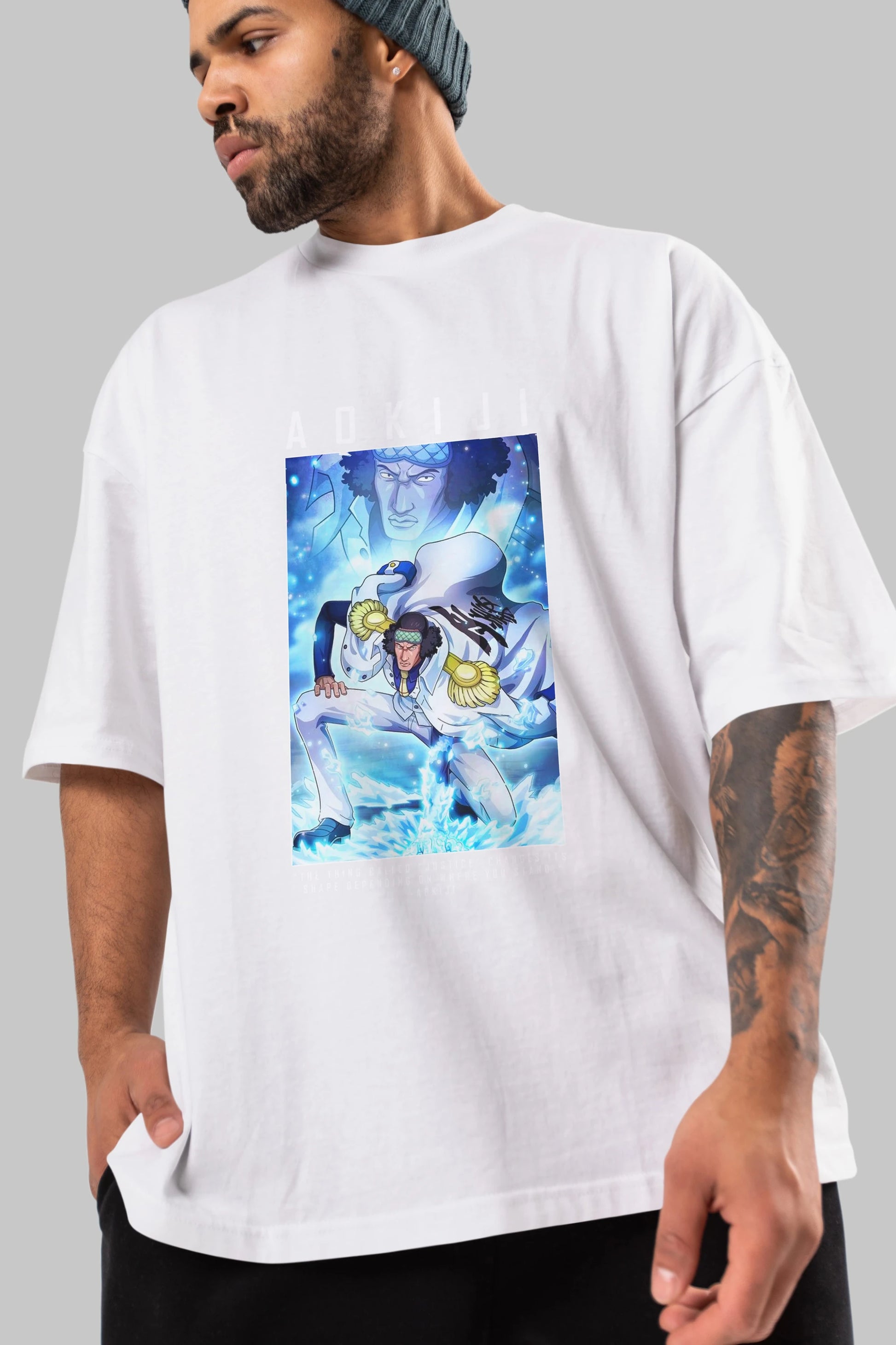 Kuzan Anime Ön Baskılı Oversize t-shirt Erkek Kadın Unisex