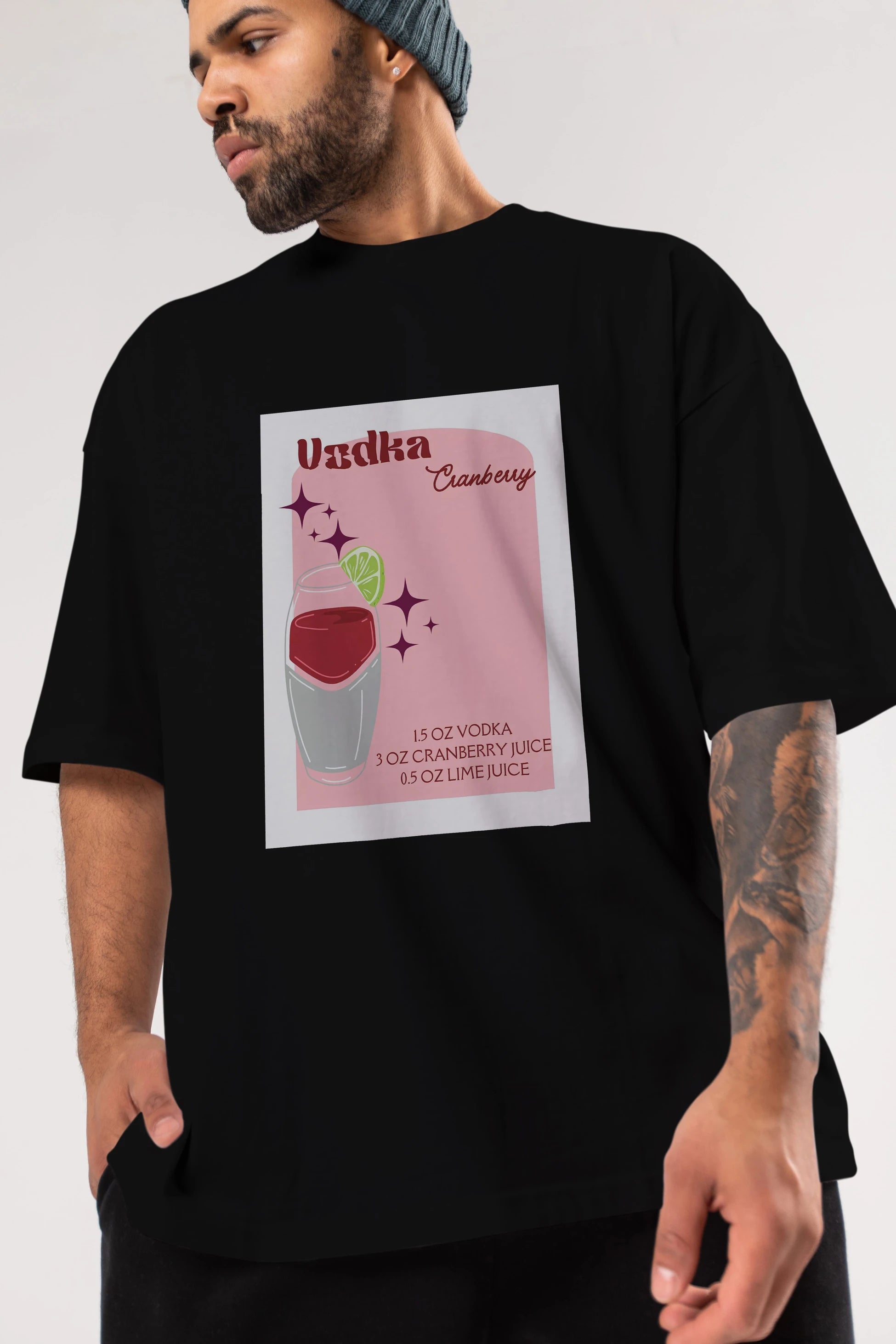 Vodka Cranberry 2 Ön Baskılı Oversize t-shirt Erkek Kadın Unisex %100 Pamuk Bisiklet Yaka tişort
