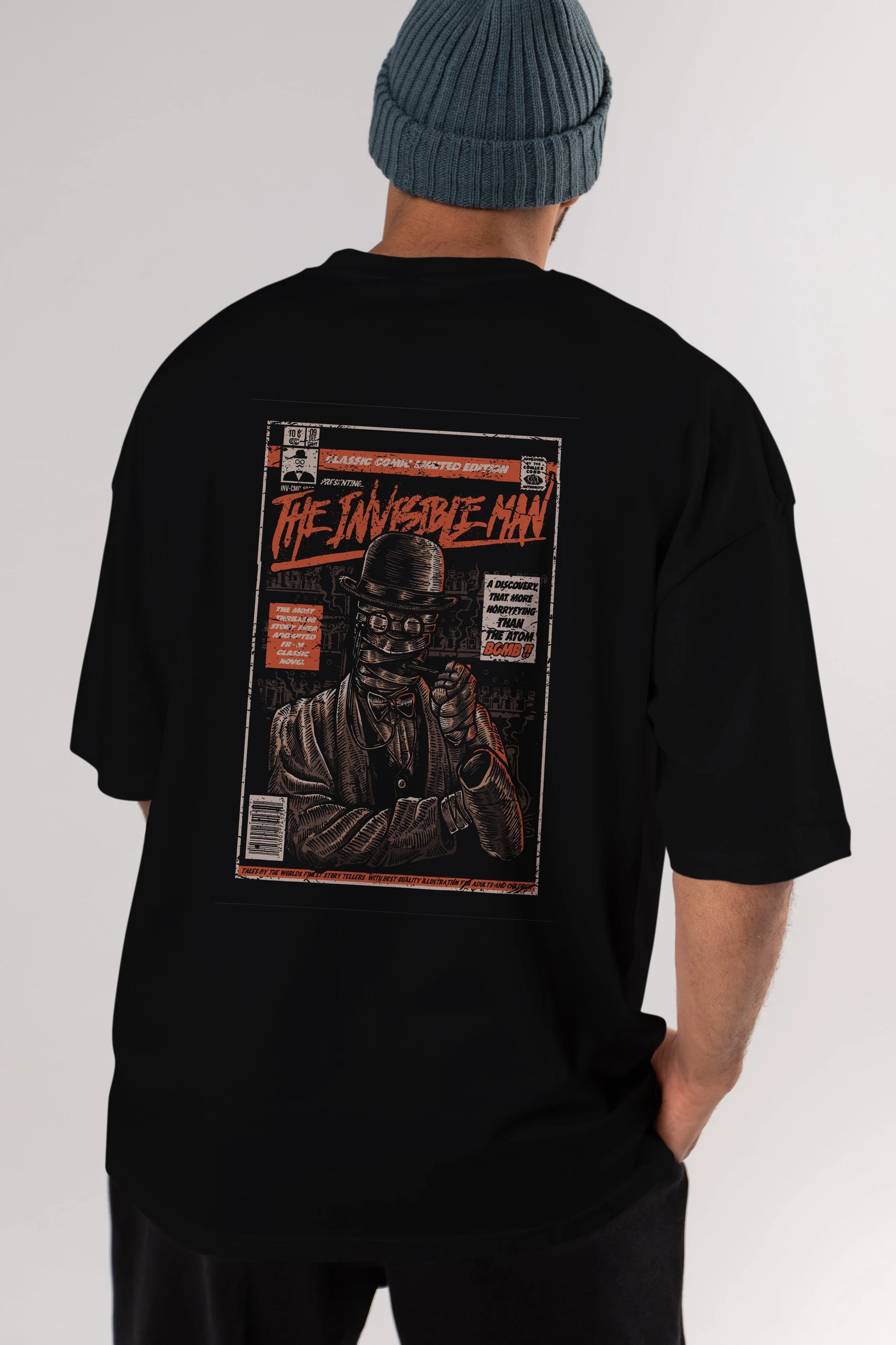 The Invisible Man Arka Baskılı Oversize t-shirt Erkek Kadın Unisex %100 Pamuk