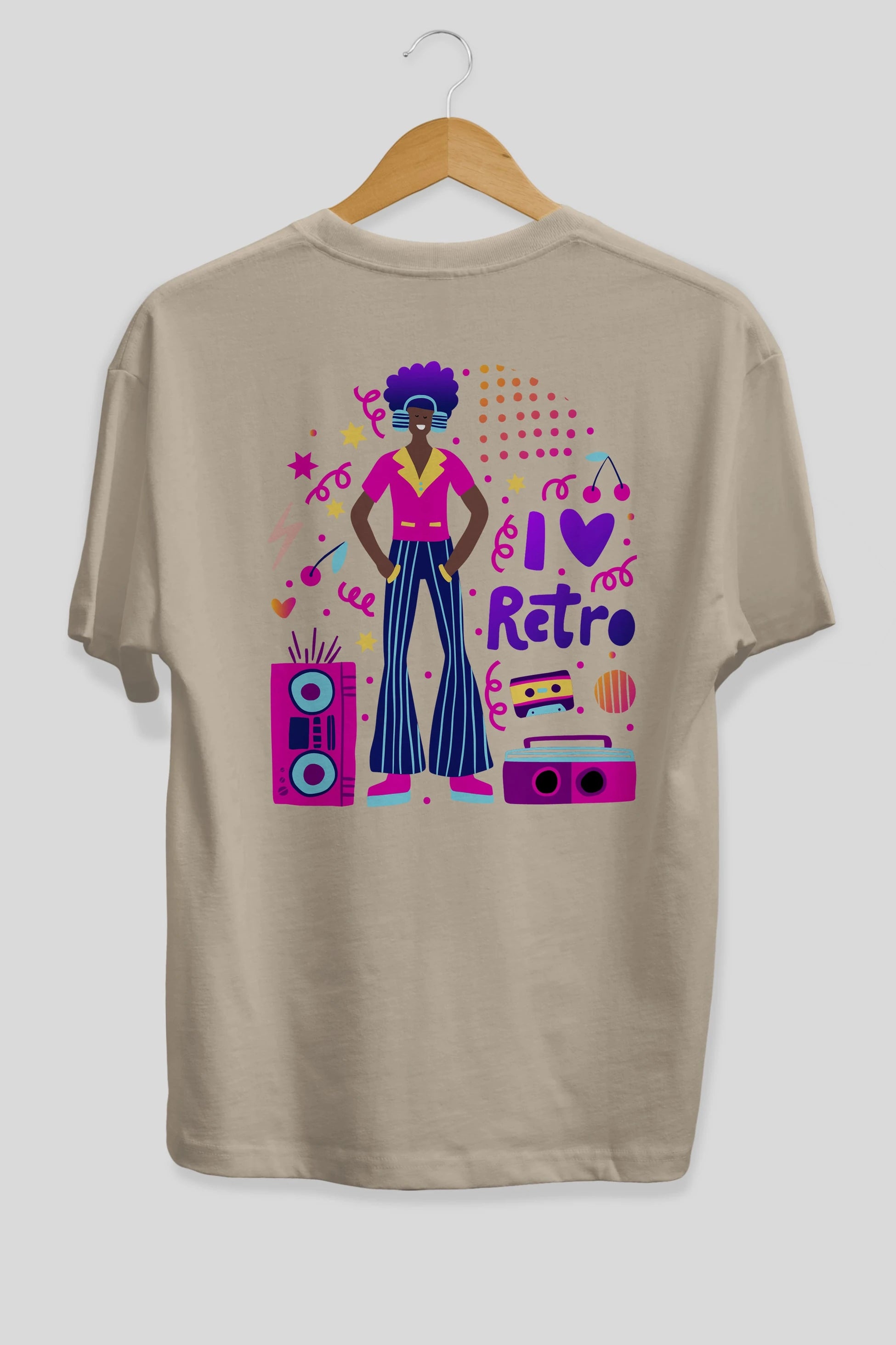 Retro Boy Party Arka Baskılı Oversize t-shirt Erkek Kadın Unisex