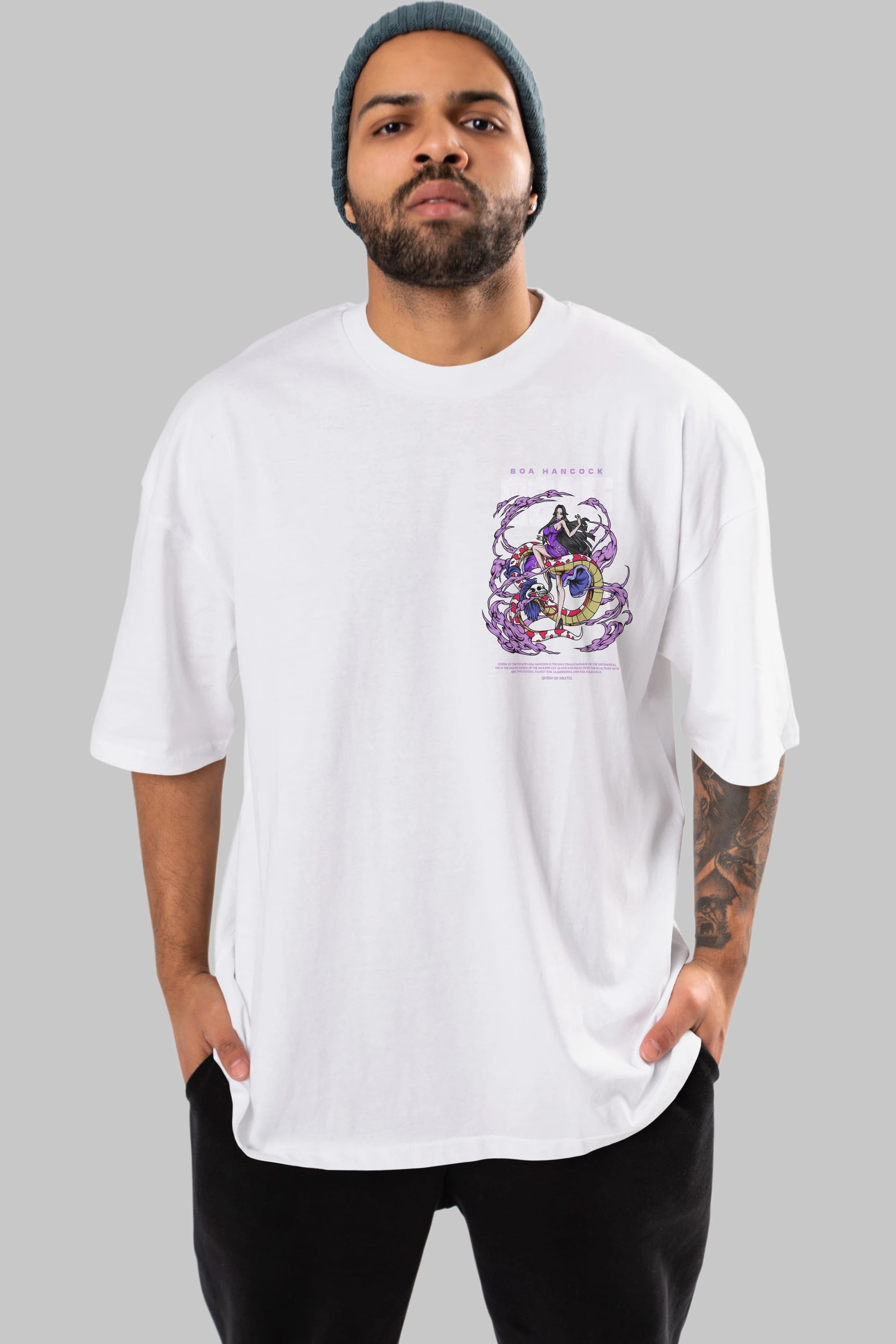 Boa Hancock Ön Sol Baskılı Oversize t-shirt Erkek Kadın Unisex %100 Pamuk Bisiklet Yaka tişort