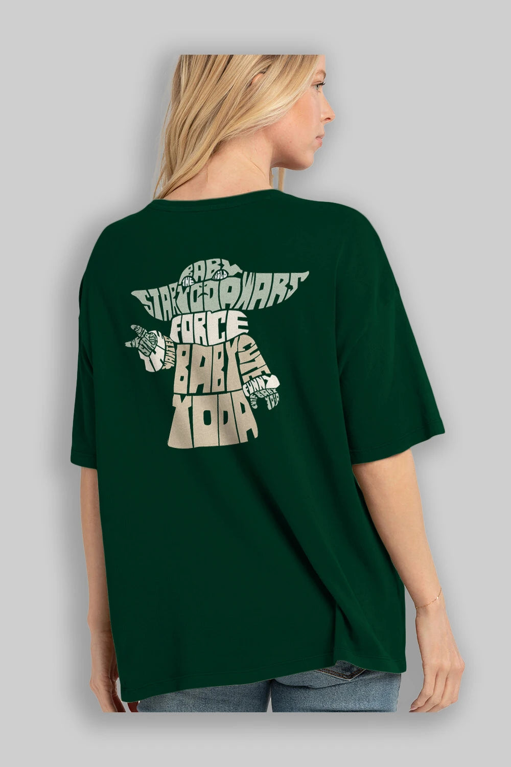 Baby Yoda Arka Baskılı Oversize t-shirt %100 pamuk Erkek Kadın Unisex