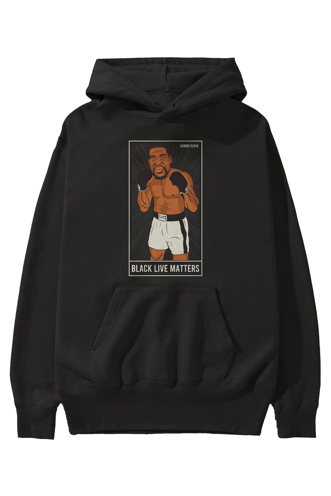 George Floyd Boxer Ön Baskılı Hoodie Oversize Kapüşonlu Sweatshirt Erkek Kadın Unisex