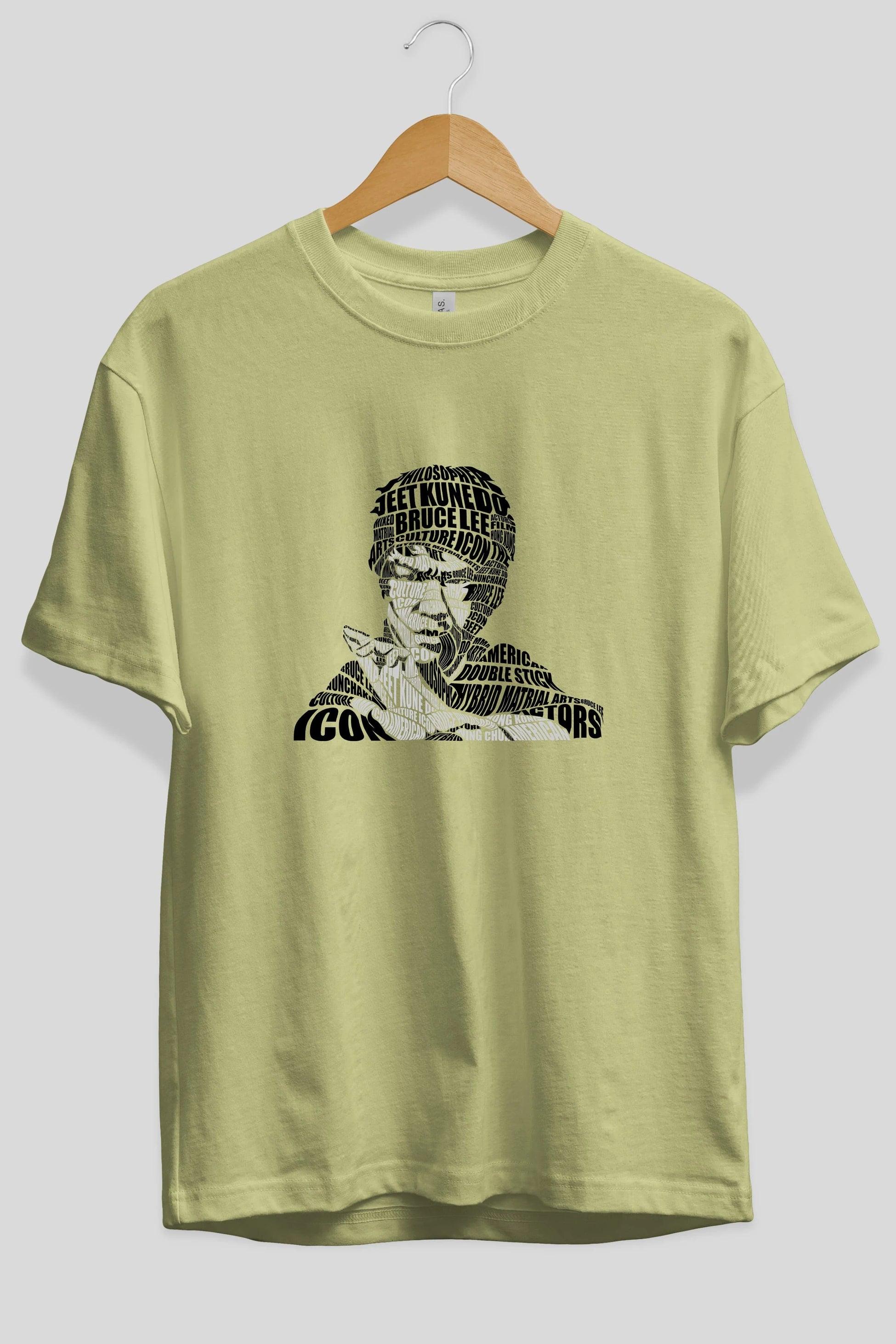 Bruce Lee Calligram Ön Baskılı Oversize t-shirt %100 pamuk Erkek Kadın Unisex