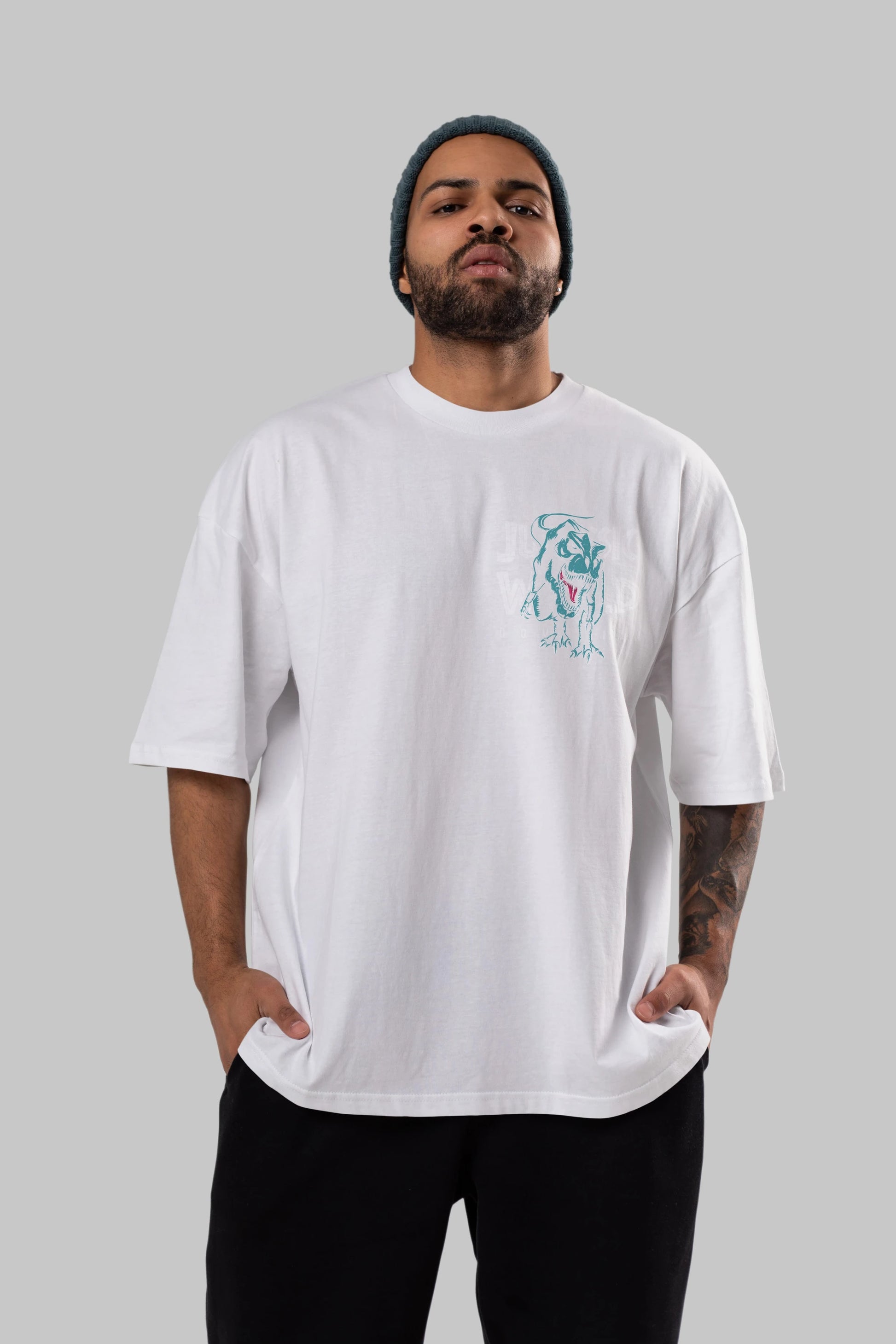 Jurassic Park (1) Ön Sol Baskılı Oversize t-shirt Erkek Kadın Unisex %100 Pamuk Bisiklet Yaka tişort