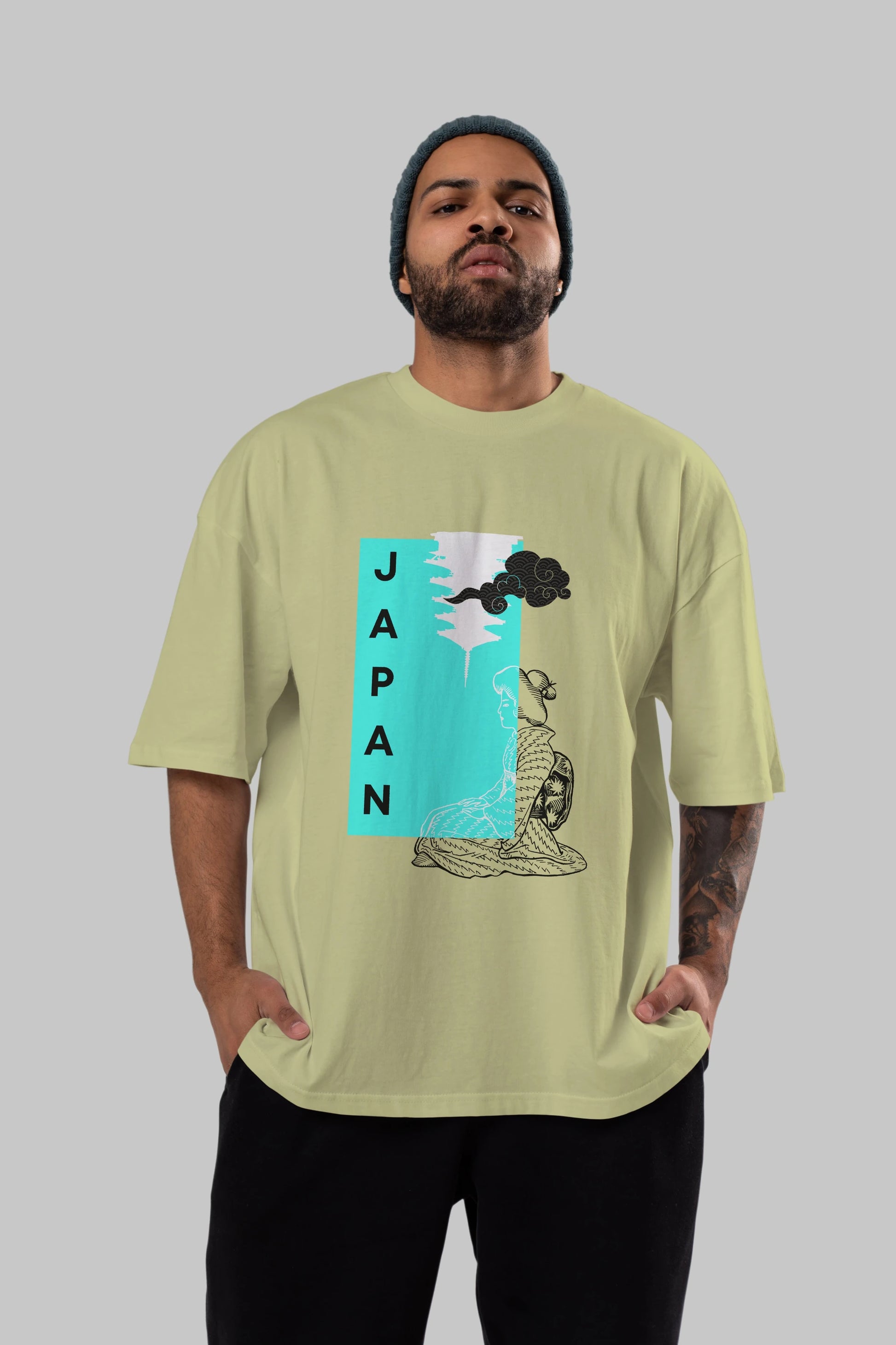 Japan Yazılı Streetwear Ön Baskılı Oversize t-shirt Erkek Kadın Unisex