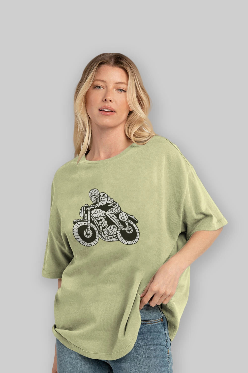 Caferacer Ön Baskılı Oversize t-shirt %100 pamuk Erkek Kadın Unisex