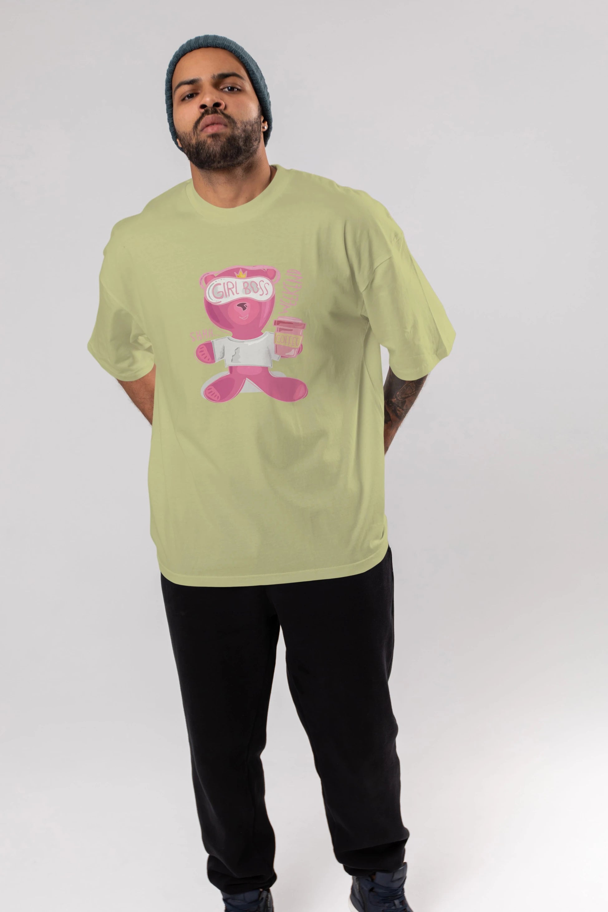 Girl Boss Bear Ön Baskılı Oversize t-shirt Erkek Kadın Unisex