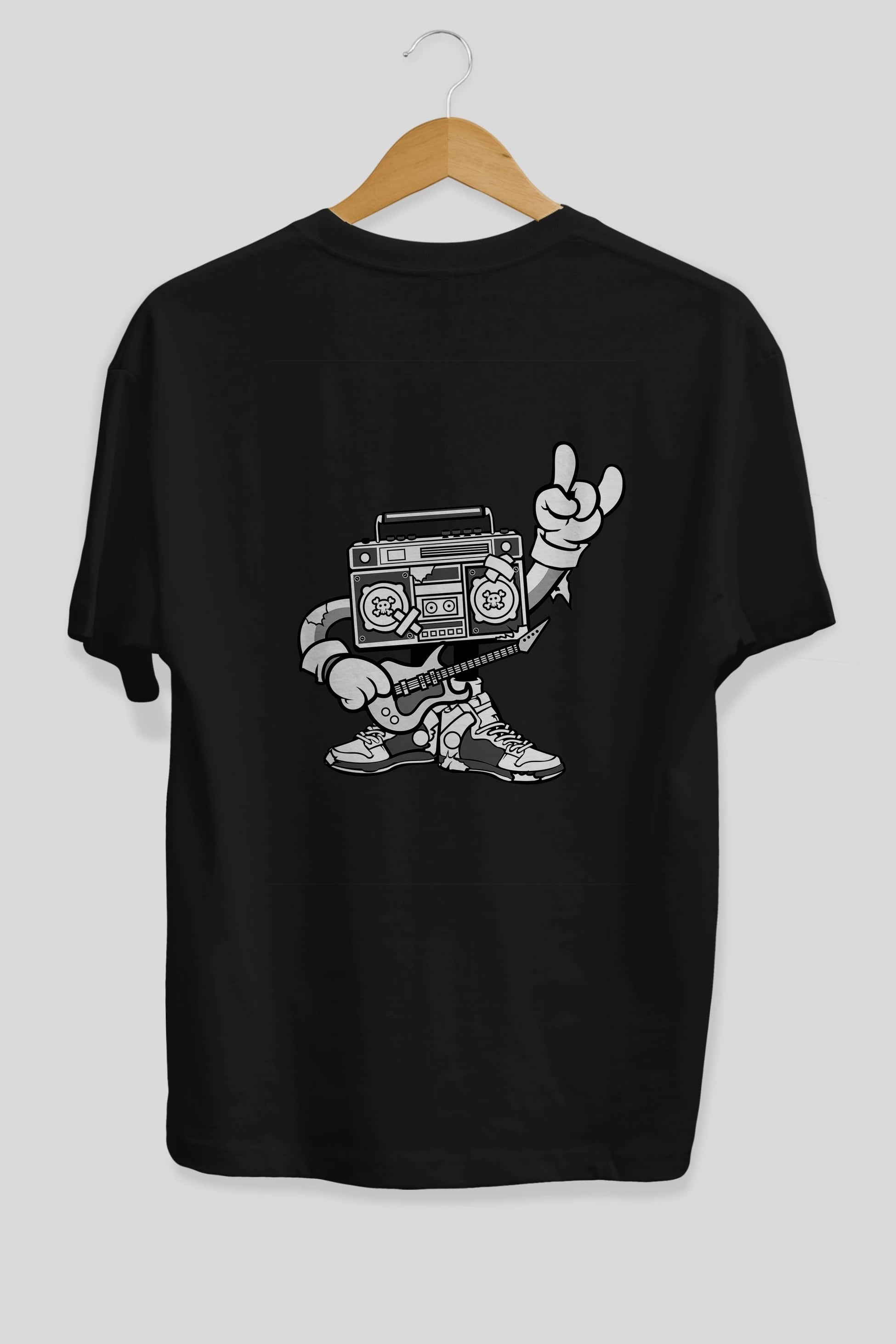 Boombox Rockstar Arka Baskılı Oversize t-shirt Erkek Kadın Unisex %100 Pamuk tişort