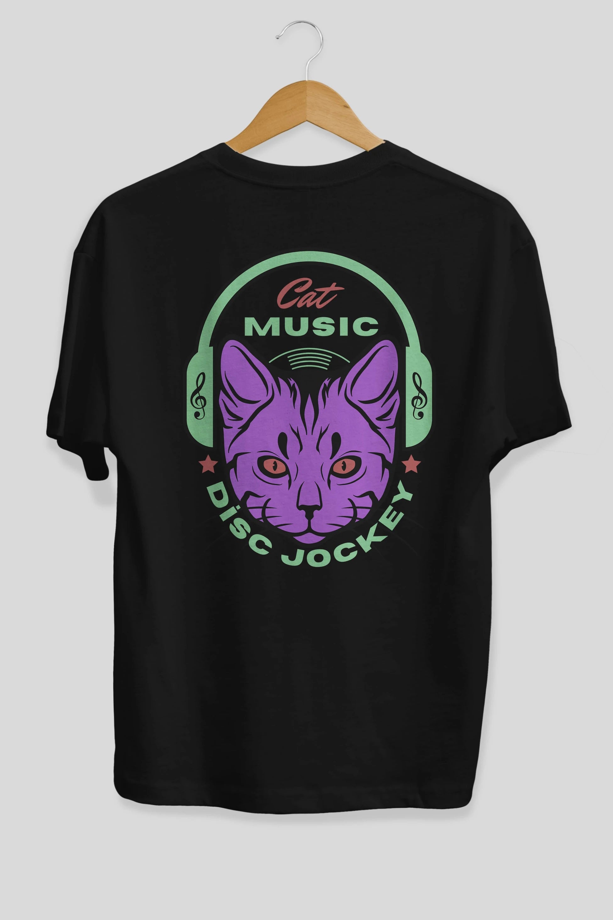 Cat Music Arka Baskılı Oversize t-shirt Erkek Kadın Unisex