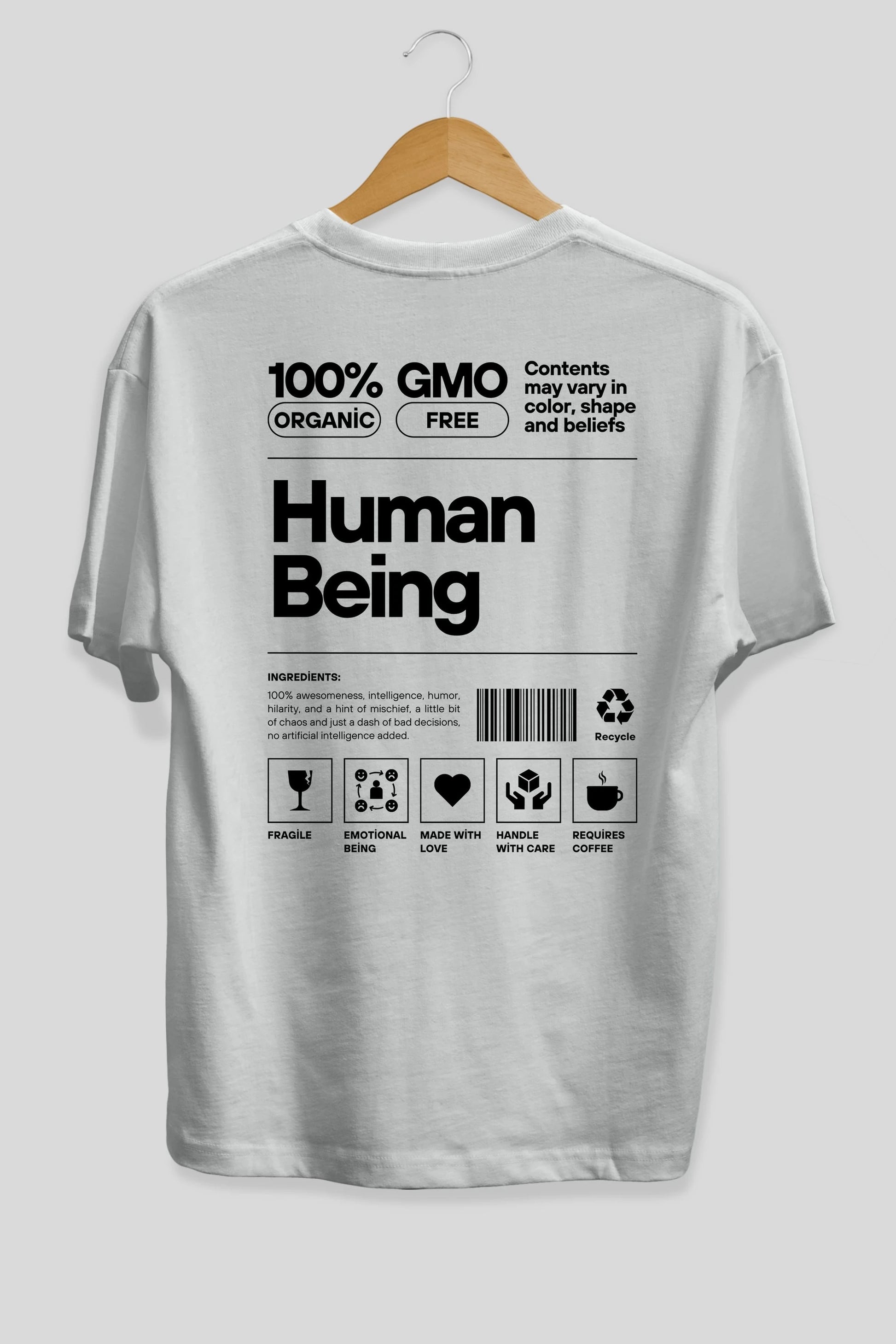 Human Being Arka Baskılı Oversize t-shirt Erkek Kadın Unisex