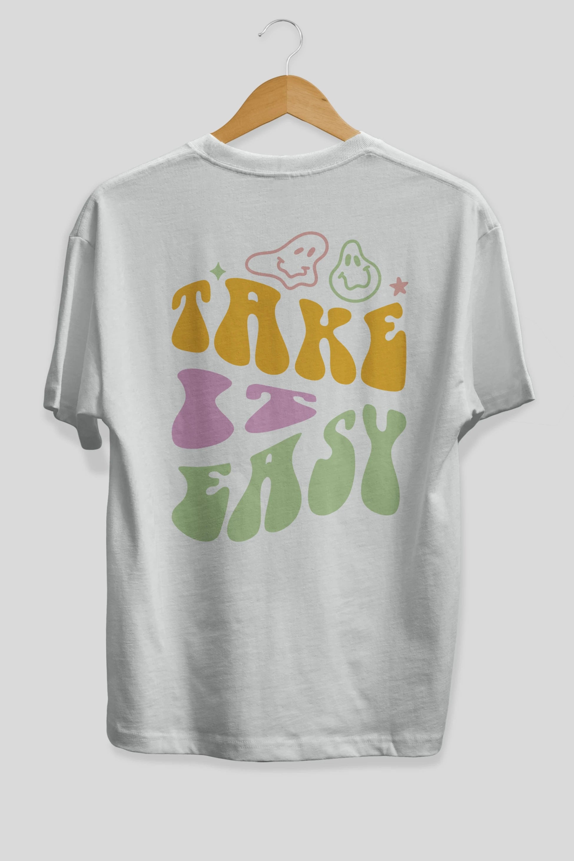 Take it Easy Yazılı Arka Baskılı Oversize t-shirt Erkek Kadın Unisex