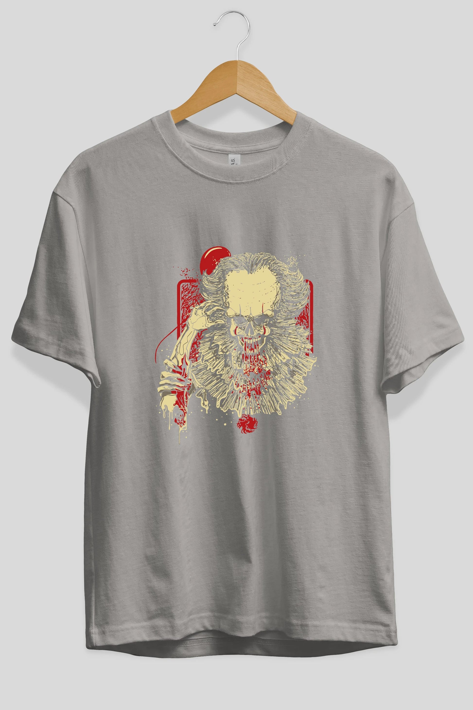 it (2) Ön Baskılı Oversize t-shirt Erkek Kadın Unisex %100 Pamuk Bisiklet Yaka tişort