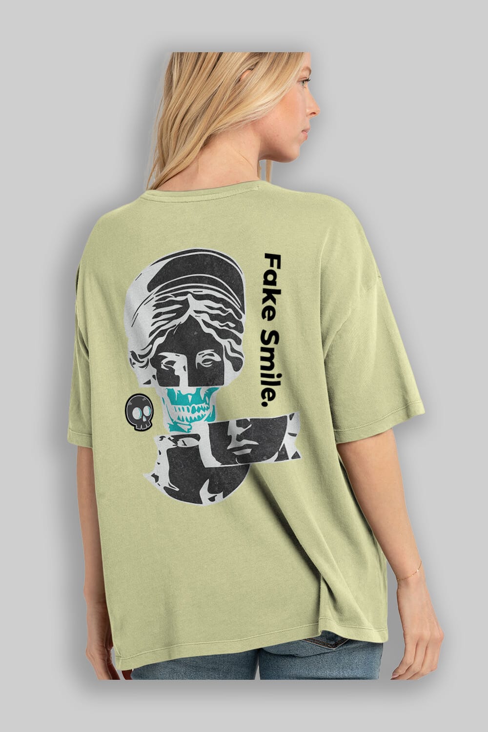 Fake Smile Yazılı Arka Baskılı Oversize t-shirt Erkek Kadın Unisex