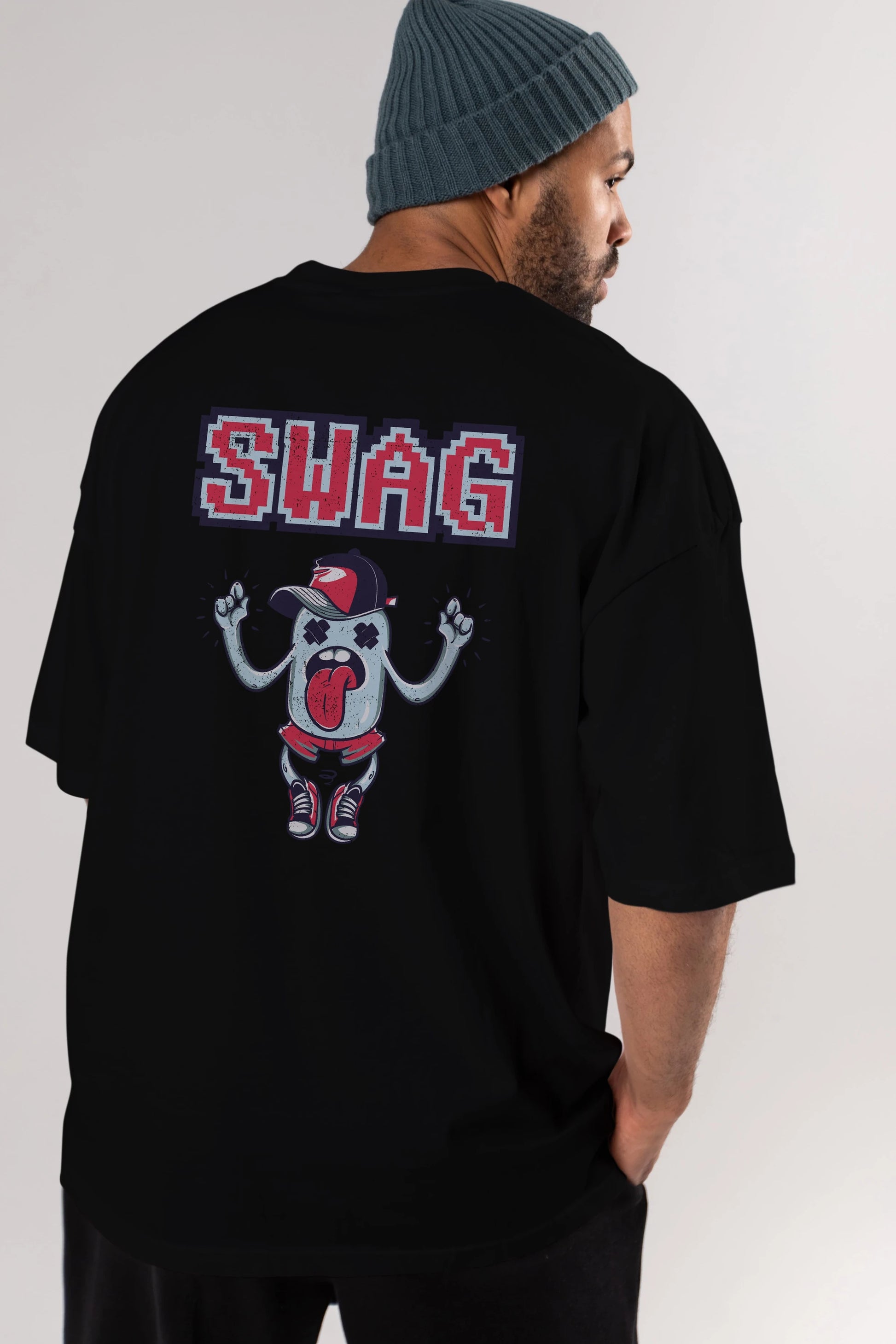 Swag Arka Baskılı Oversize t-shirt Erkek Kadın Unisex