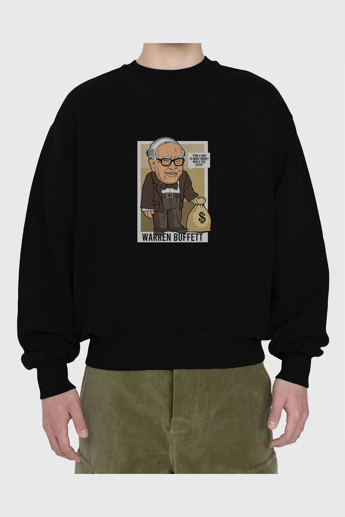 Warren Buffet Up Carl Ön Baskılı Oversize Sweatshirt Erkek Kadın Unisex