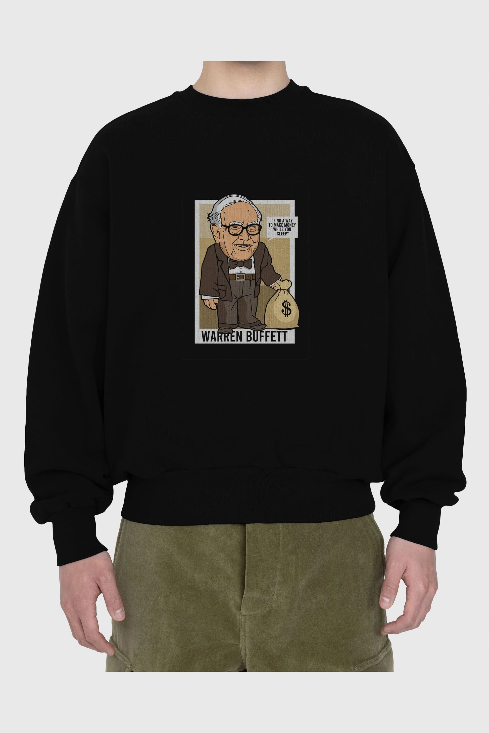 Warren Buffet Up Carl Ön Baskılı Oversize Sweatshirt Erkek Kadın Unisex
