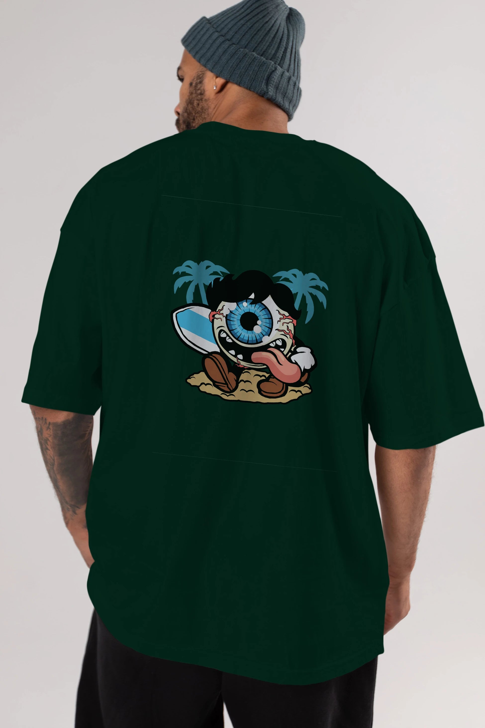 Eye Ball Surfer Arka Baskılı Oversize t-shirt Erkek Kadın Unisex %100 Pamuk tişort