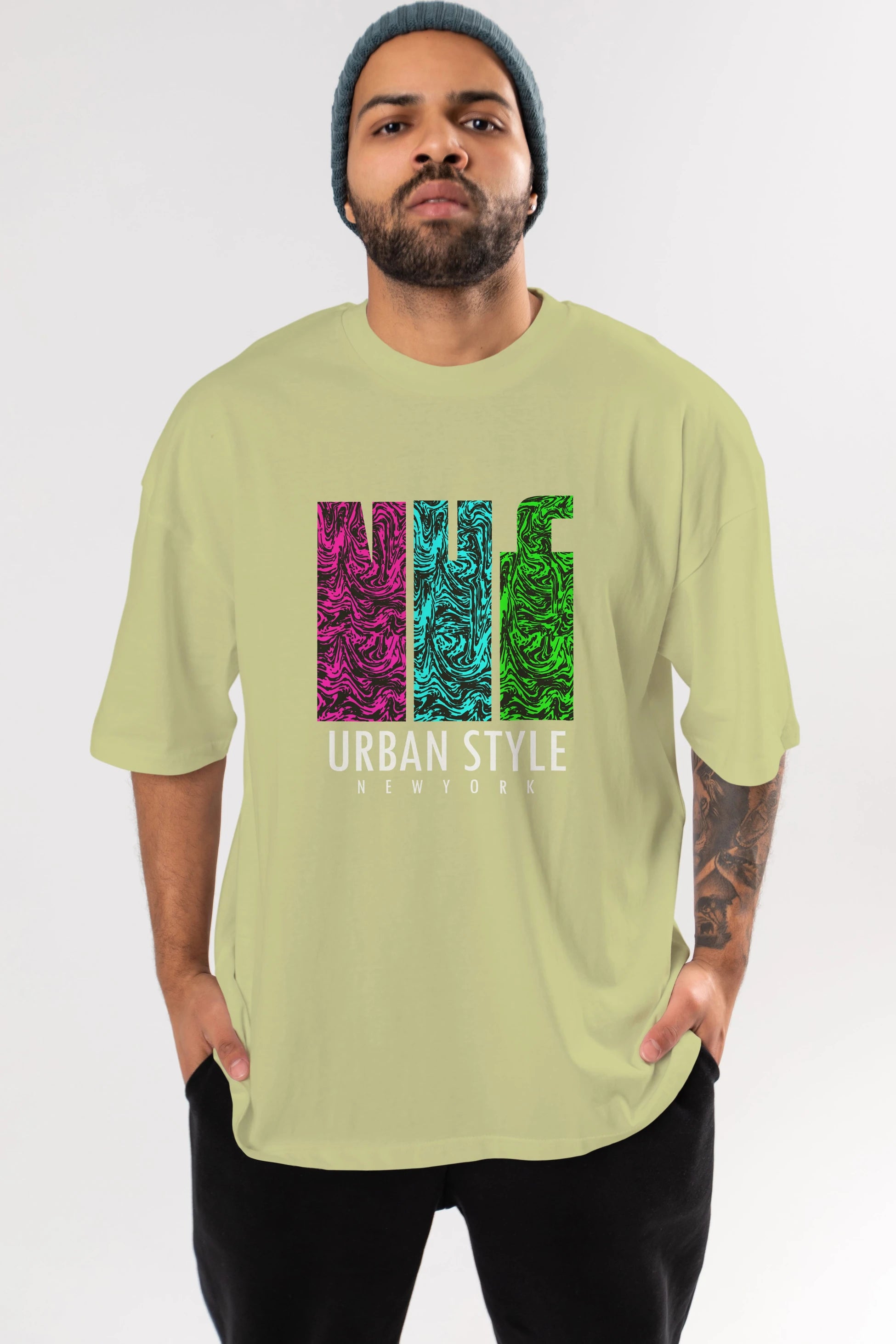 Urban Style Newyork Ön Baskılı Oversize t-shirt Erkek Kadın Unisex