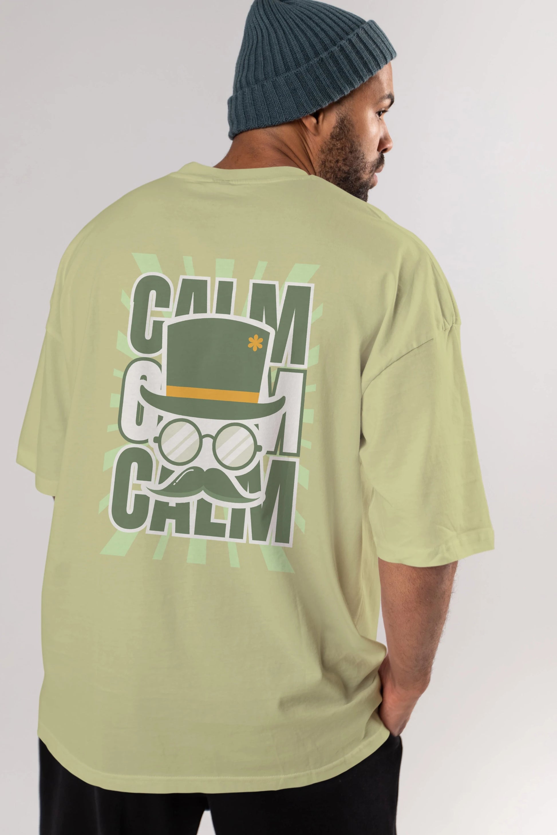 Calm Yazılı Arka Baskılı Oversize t-shirt Erkek Kadın Unisex