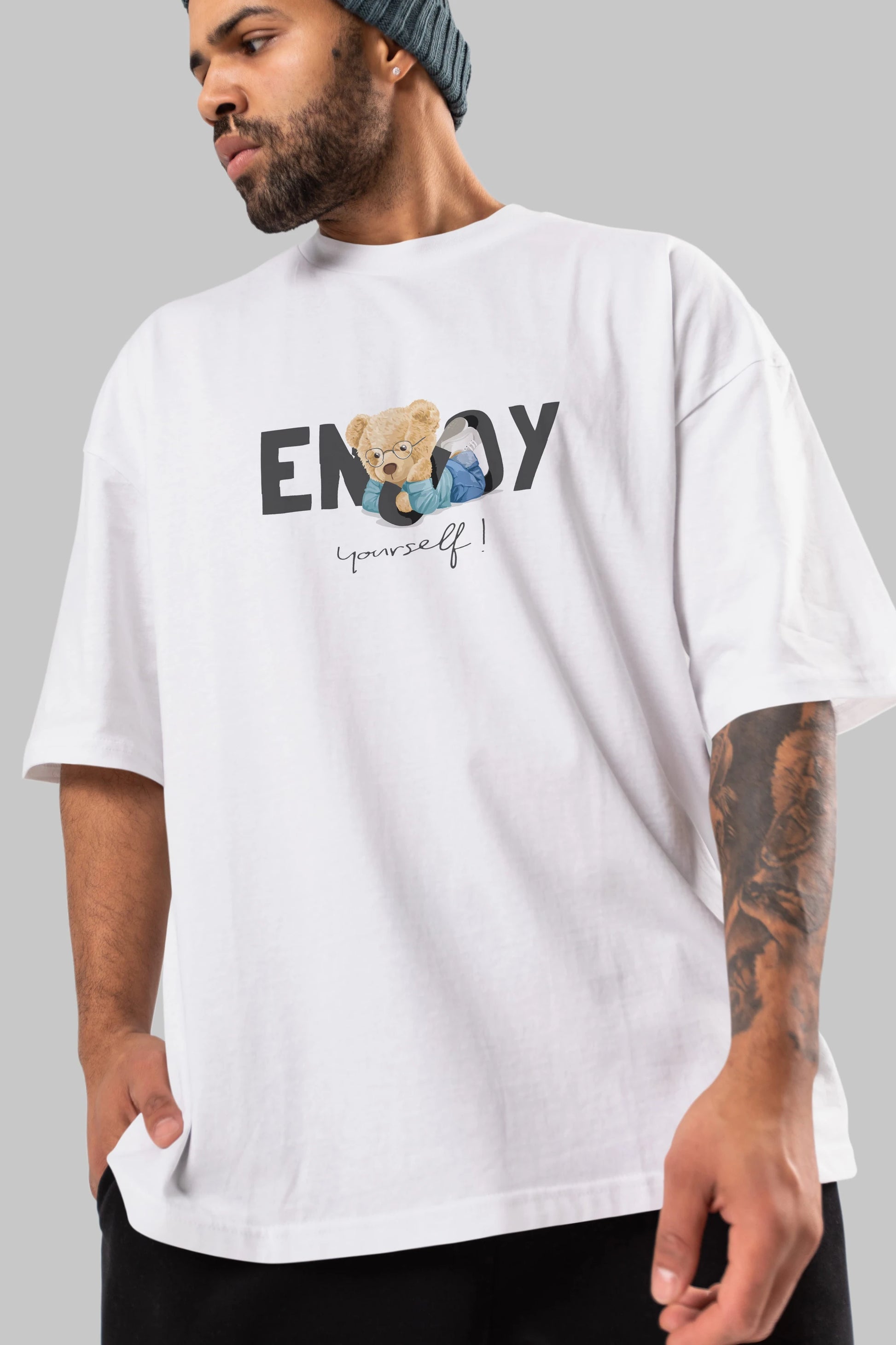 Teddy Bear Yourself Ön Baskılı Oversize t-shirt Erkek Kadın Unisex %100 Pamuk