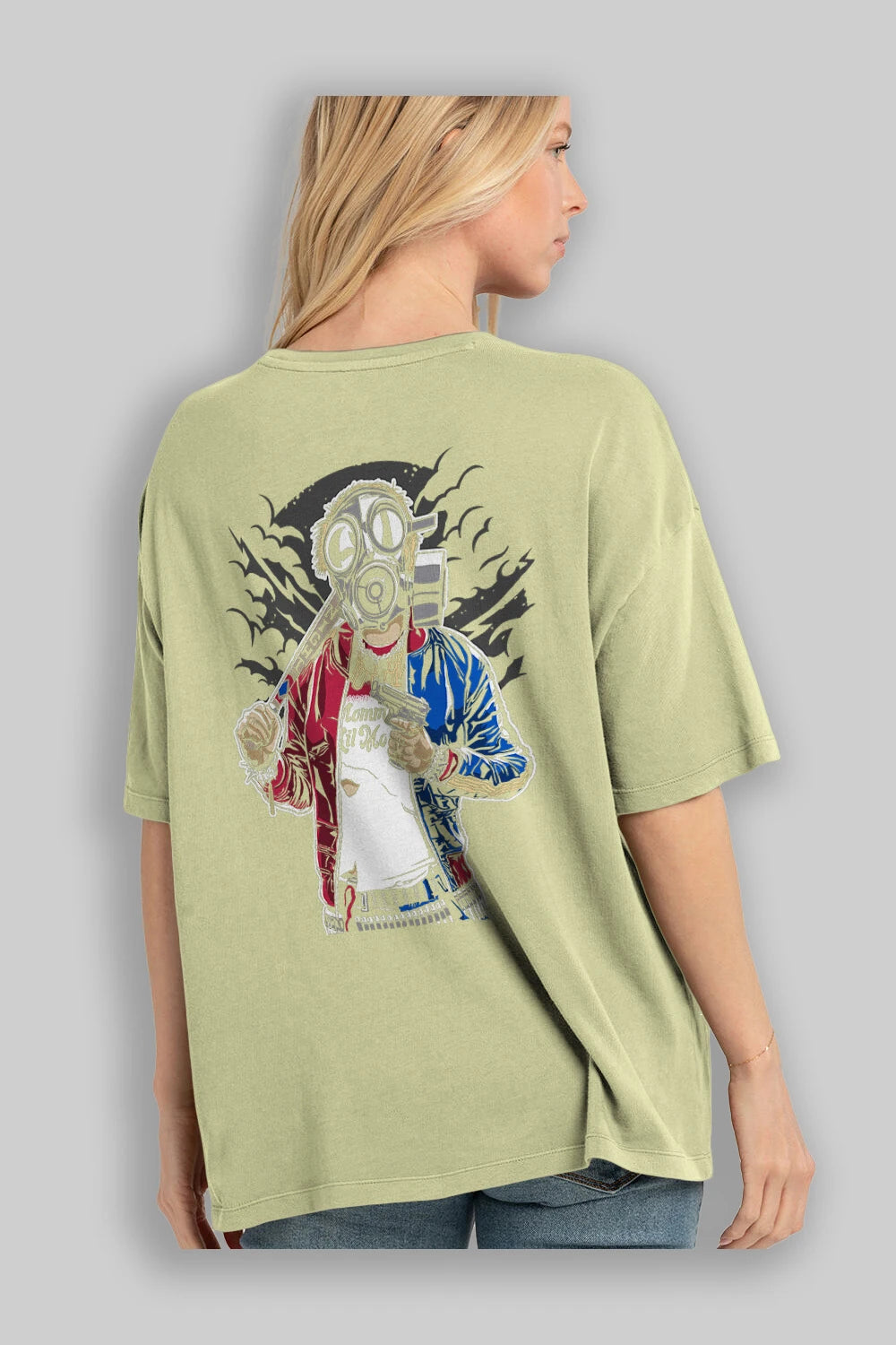 Suicide Gasmask Arka Baskılı Oversize t-shirt Erkek Kadın Unisex %100 Pamuk