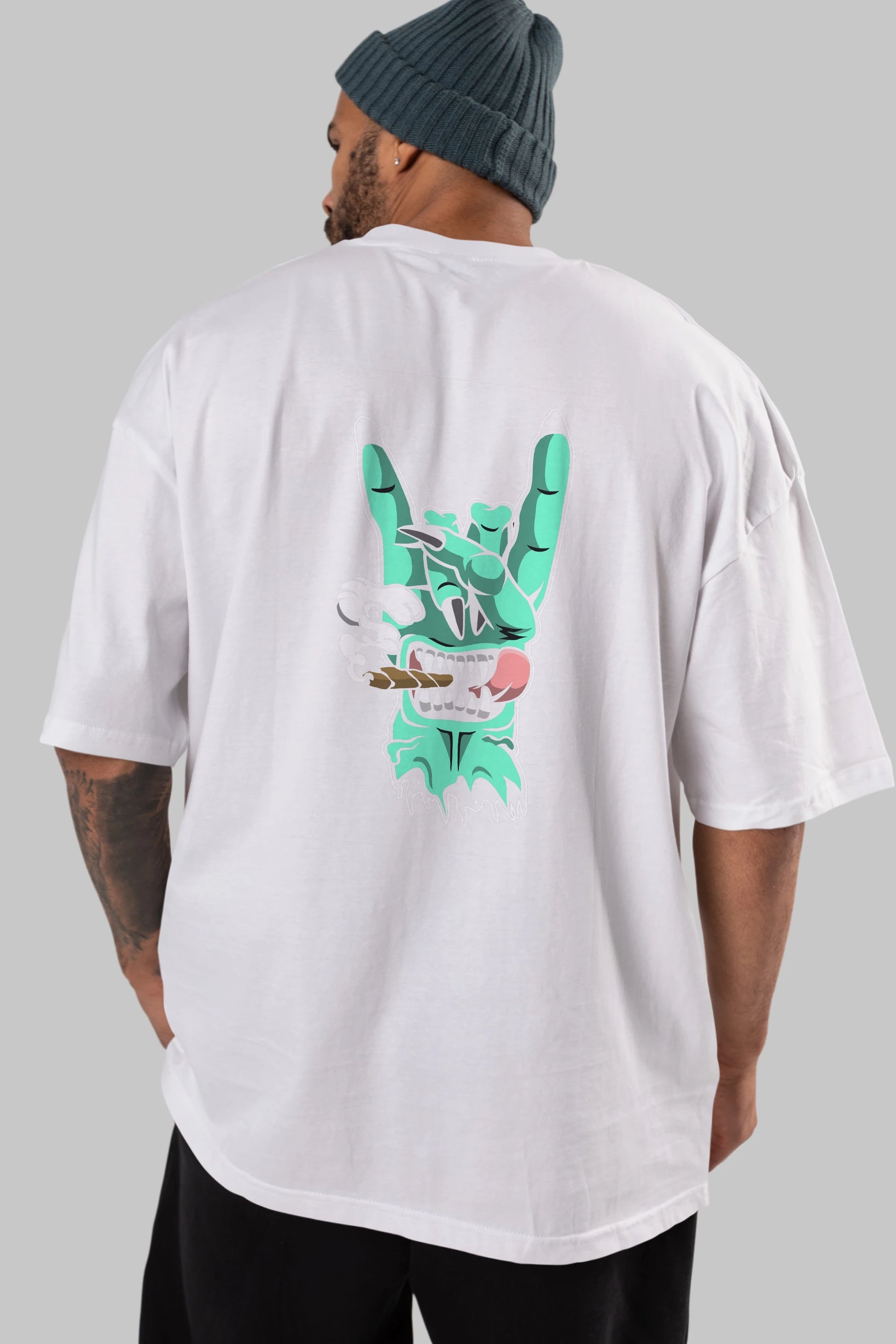 Metal Sign Arka Baskılı Oversize t-shirt Erkek Kadın Unisex %100 Pamuk tişort