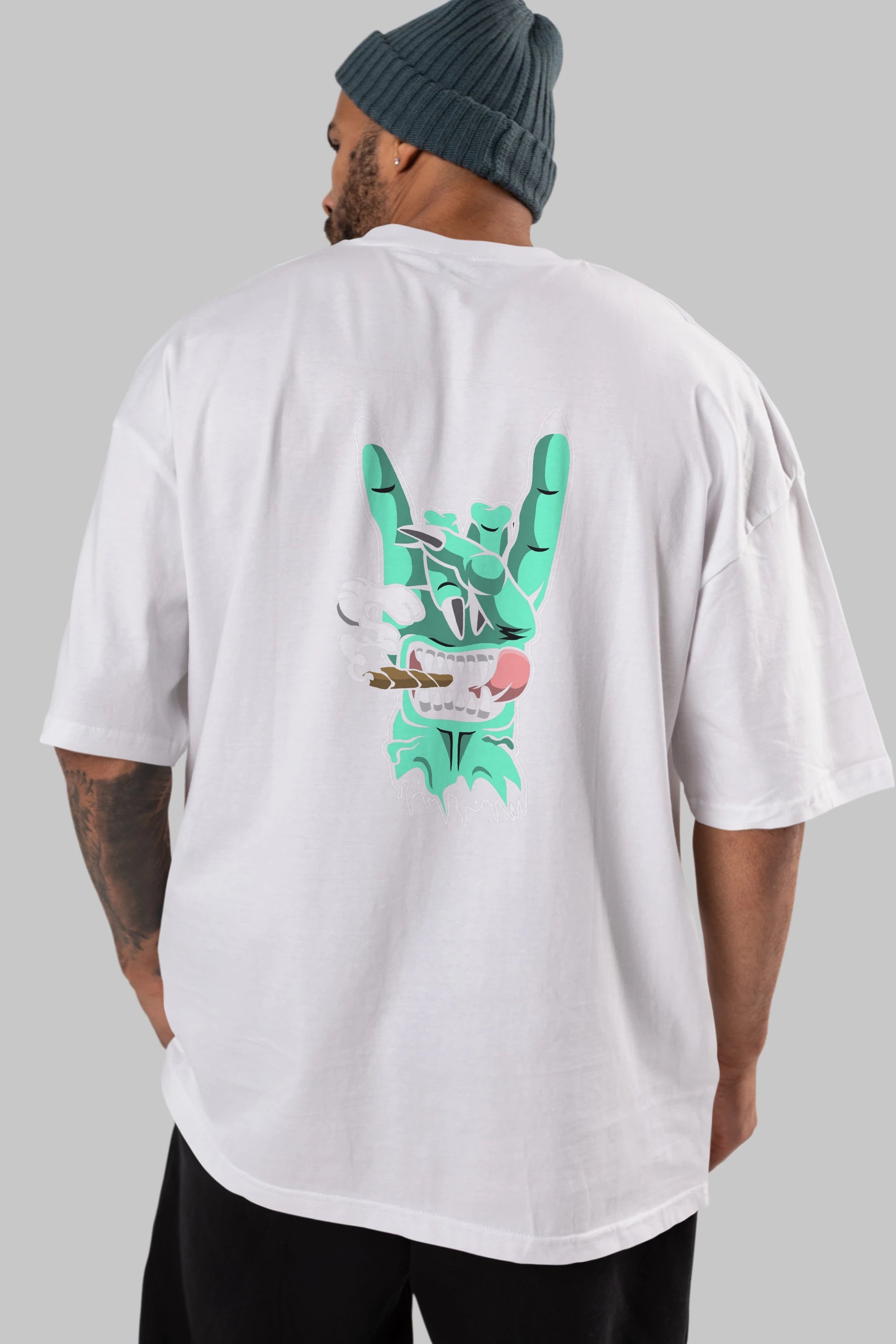 Metal Sign Arka Baskılı Oversize t-shirt Erkek Kadın Unisex %100 Pamuk tişort