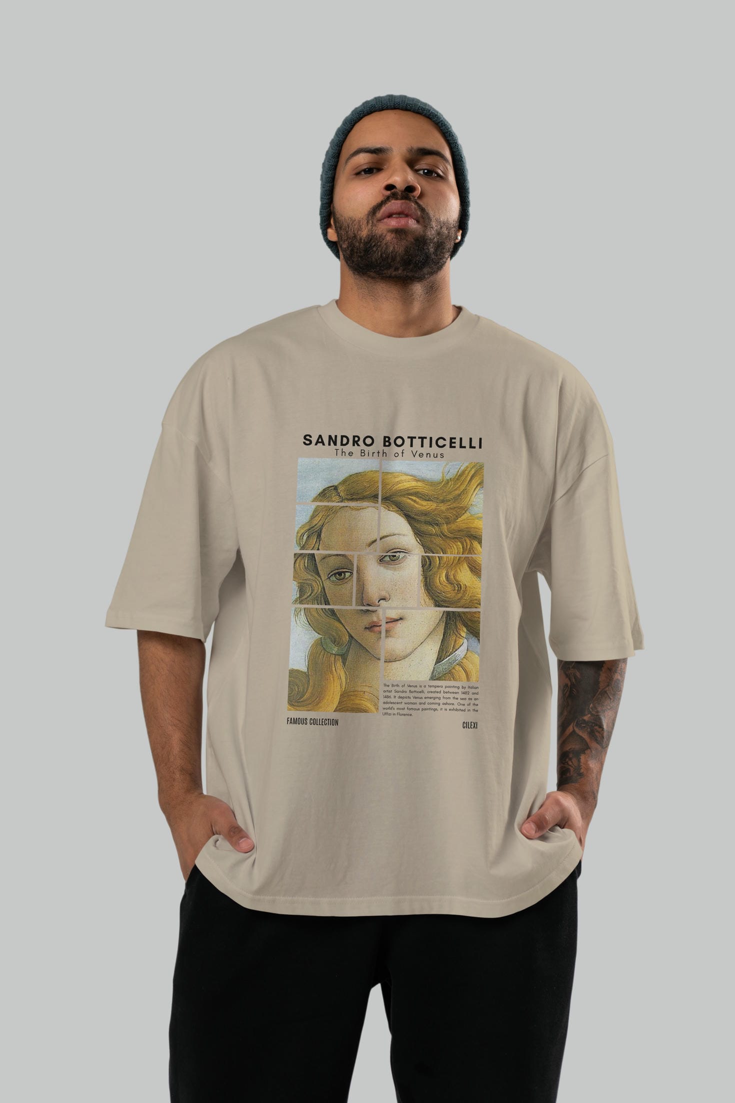Sandro Botticelli ön Baskılı Oversize t-shirt Erkek Kadın Bisiklet Yaka Pamuk tişort