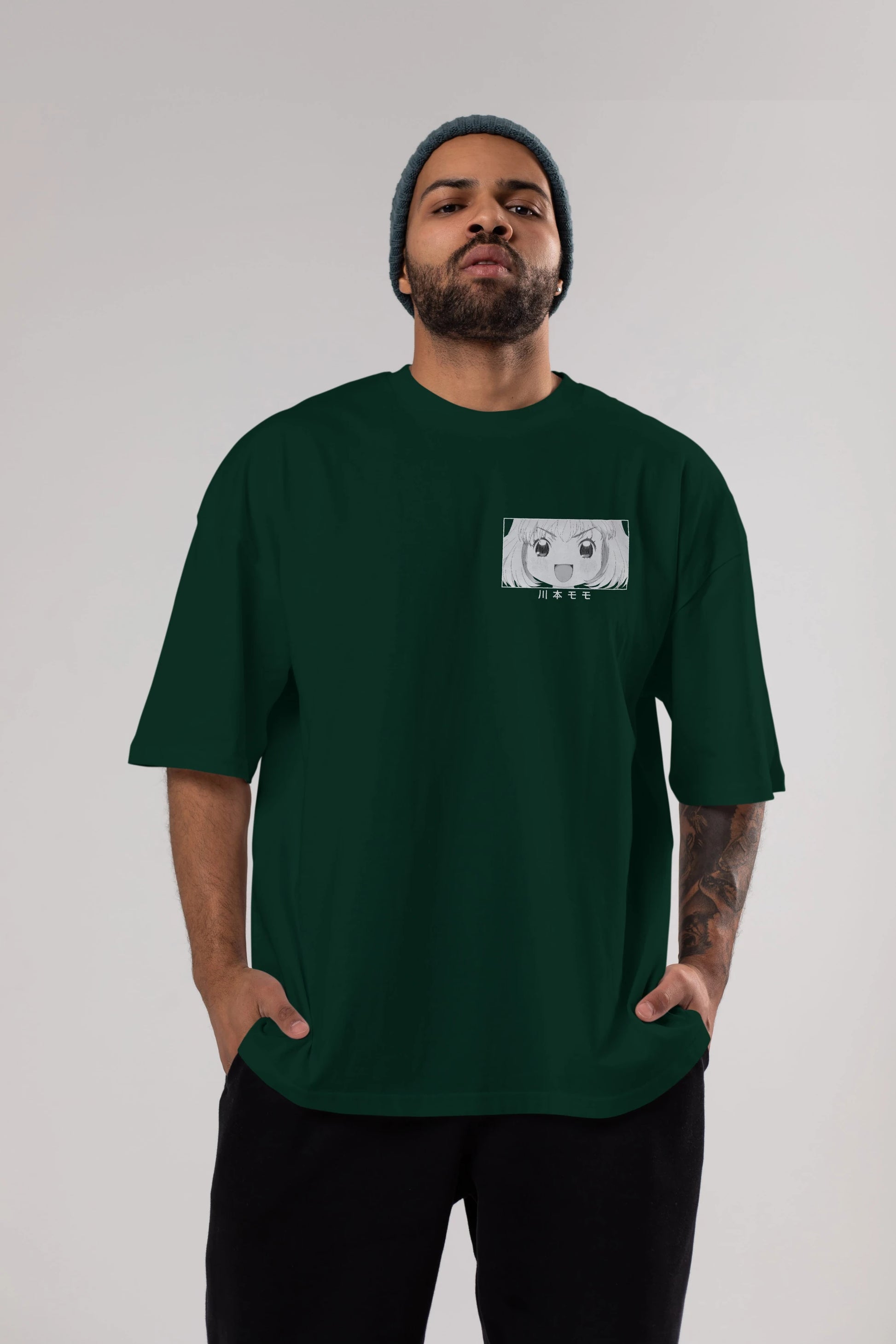 Momo Kawamoto 1 Ön Sol Baskılı Oversize t-shirt Erkek Kadın Unisex %100 Pamuk Bisiklet Yaka tişort