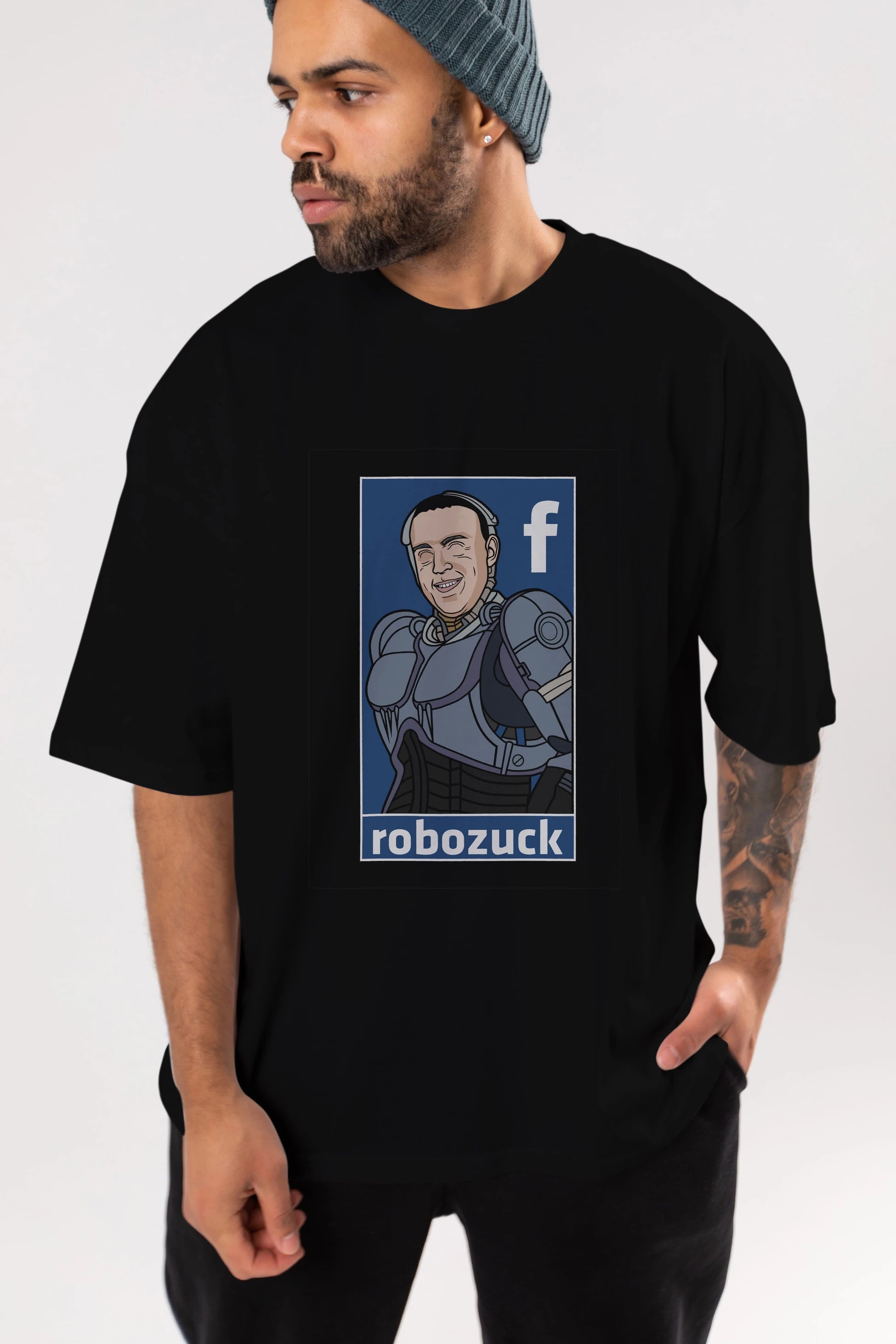 Robozuck Ön Baskılı Oversize t-shirt Erkek Kadın Unisex %100 Pamuk tişort