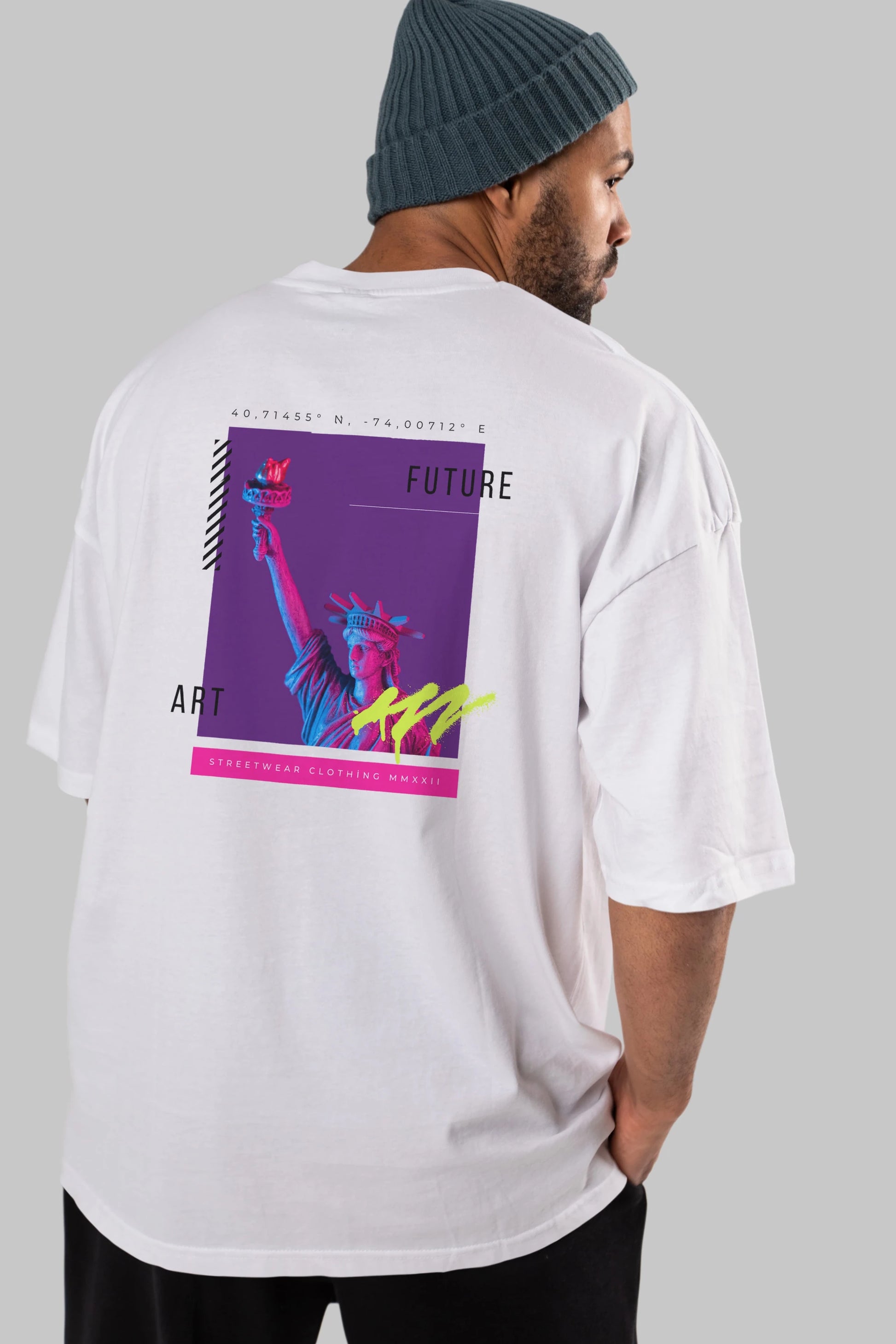 Future Art Arka Baskılı Oversize t-shirt Erkek Kadın Unisex