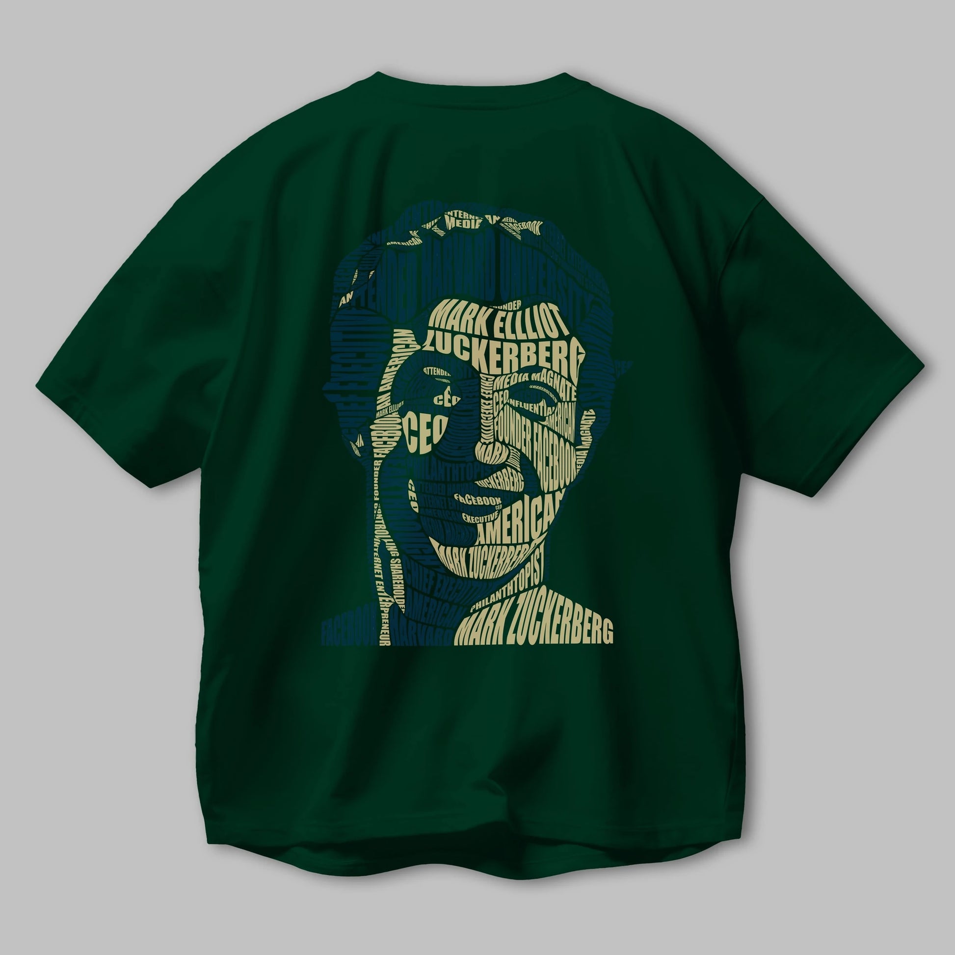 Mark Zuckerberg Calligram Arka Baskılı Oversize t-shirt %100 pamuk Erkek Kadın Unisex