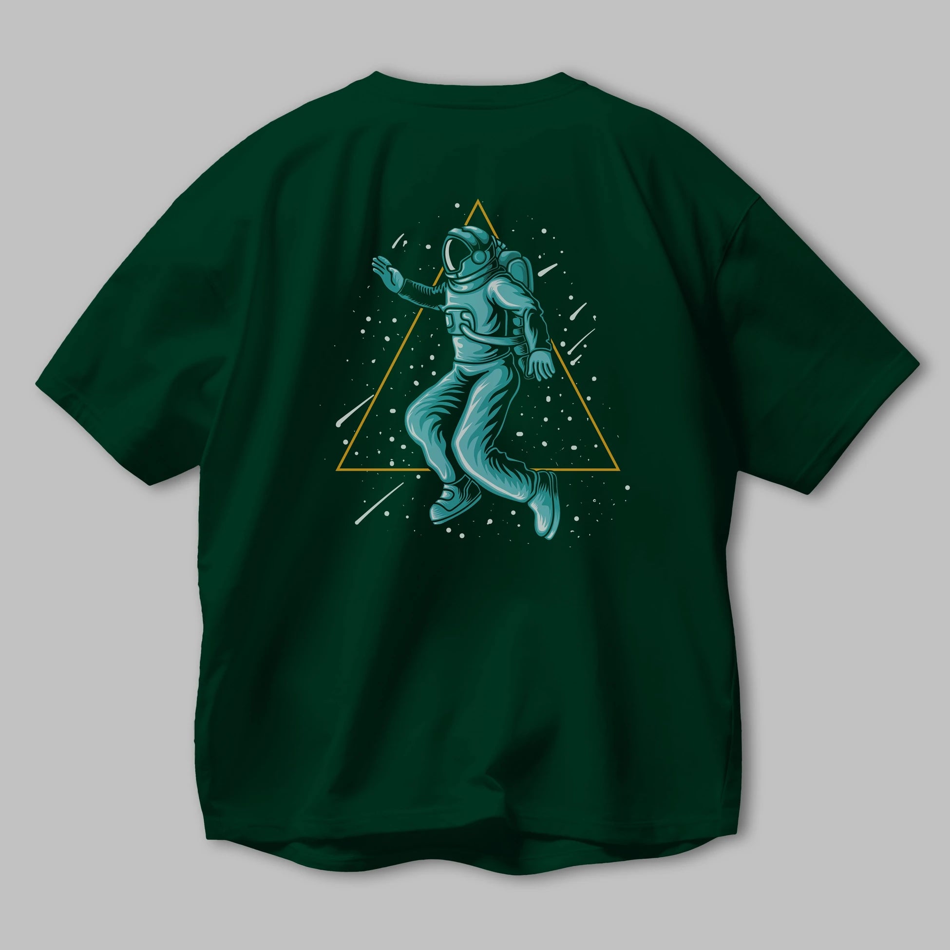 Astronaut Starry Triangle Arka Baskılı Oversize t-shirt Erkek Kadın Unisex