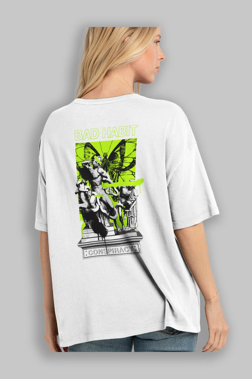 Bad Habit Arka Baskılı Oversize t-shirt Erkek Kadın Unisex