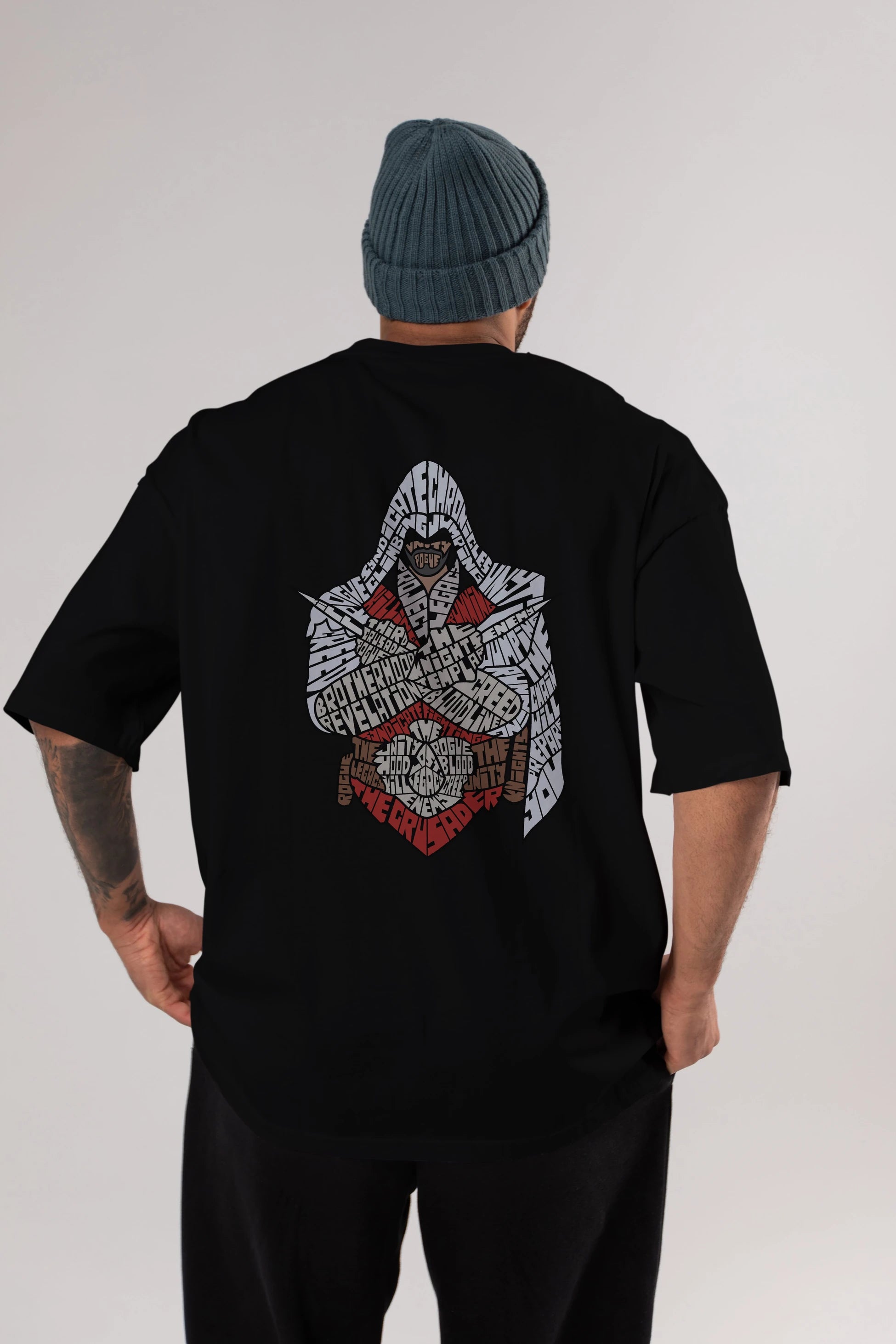Assassins Arka Baskılı Oversize t-shirt %100 pamuk Erkek Kadın Unisex