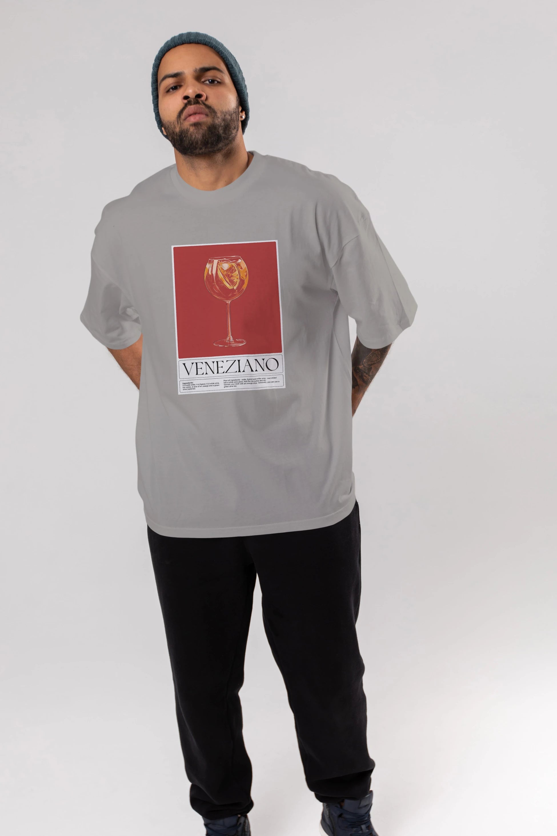 Veneziano Ön Baskılı Oversize t-shirt Erkek Kadın Unisex %100 Pamuk Bisiklet Yaka tişort