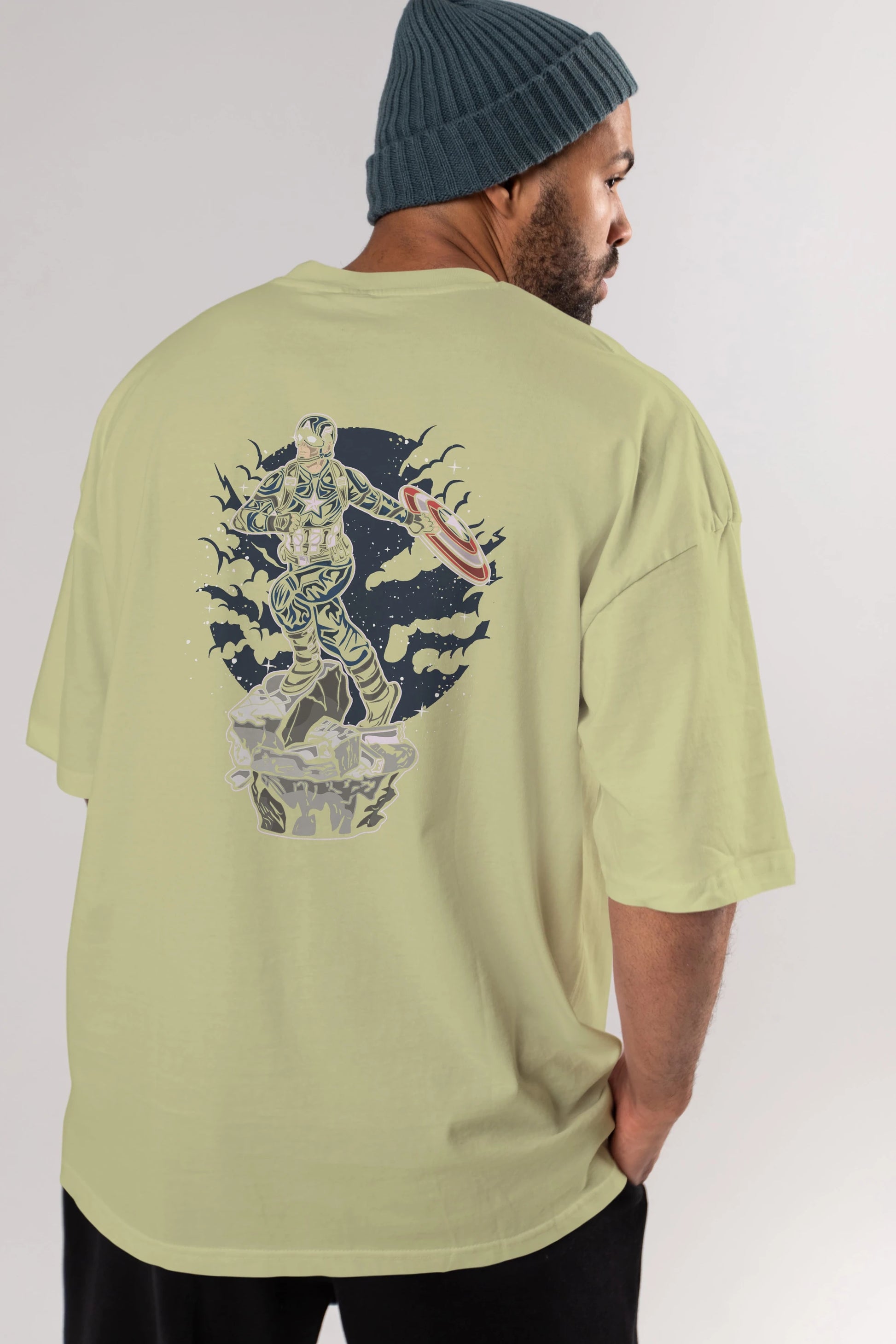 CAPTAIN AMERICA Arka Baskılı Oversize t-shirt Erkek Kadın Unisex %100 Pamuk