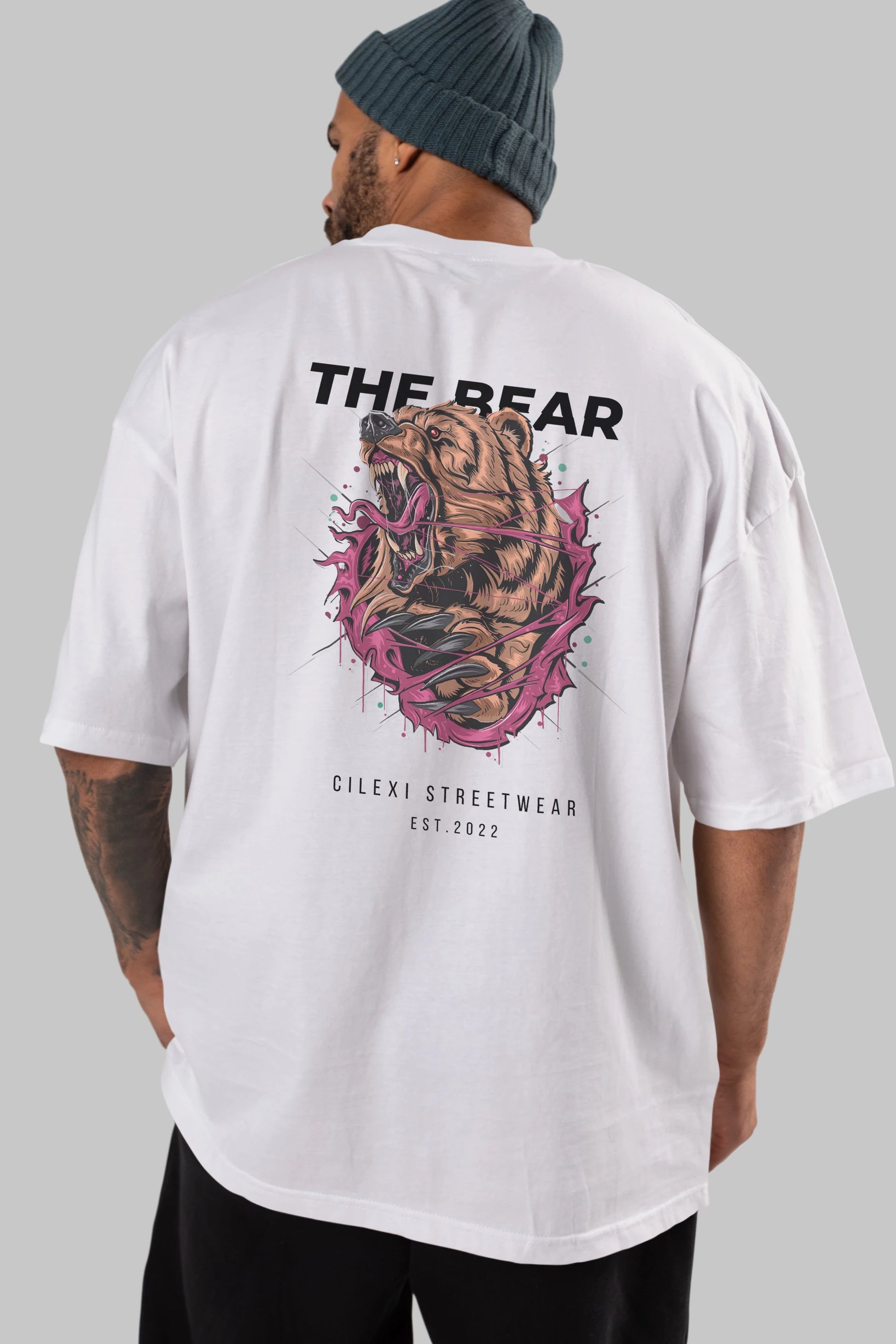 The Bear Arka Baskılı Oversize t-shirt Erkek Kadın Unisex